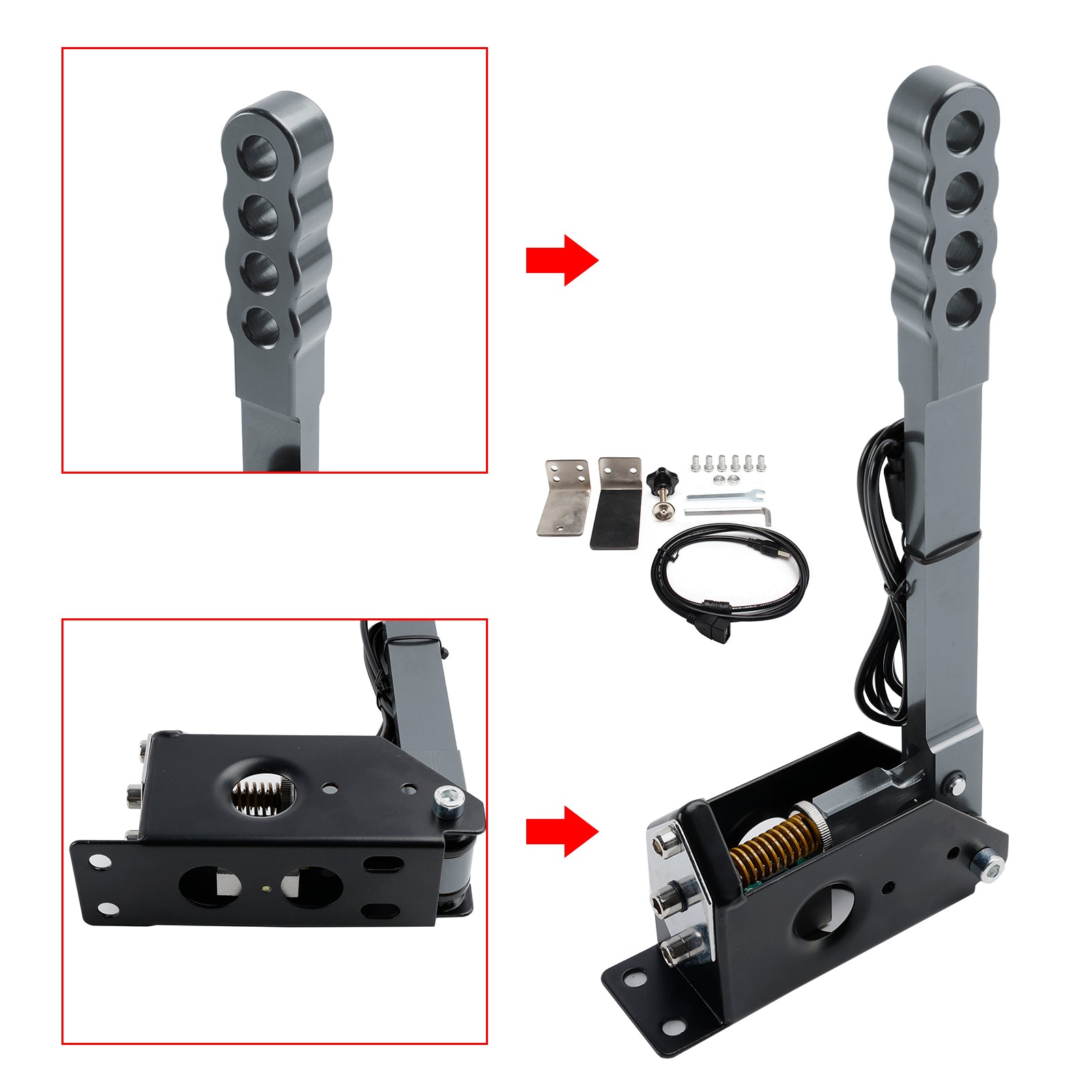 For G25/G29/T300/T500 For Asseto 14Bit PC USB Sim Racing Handbrake with clamp