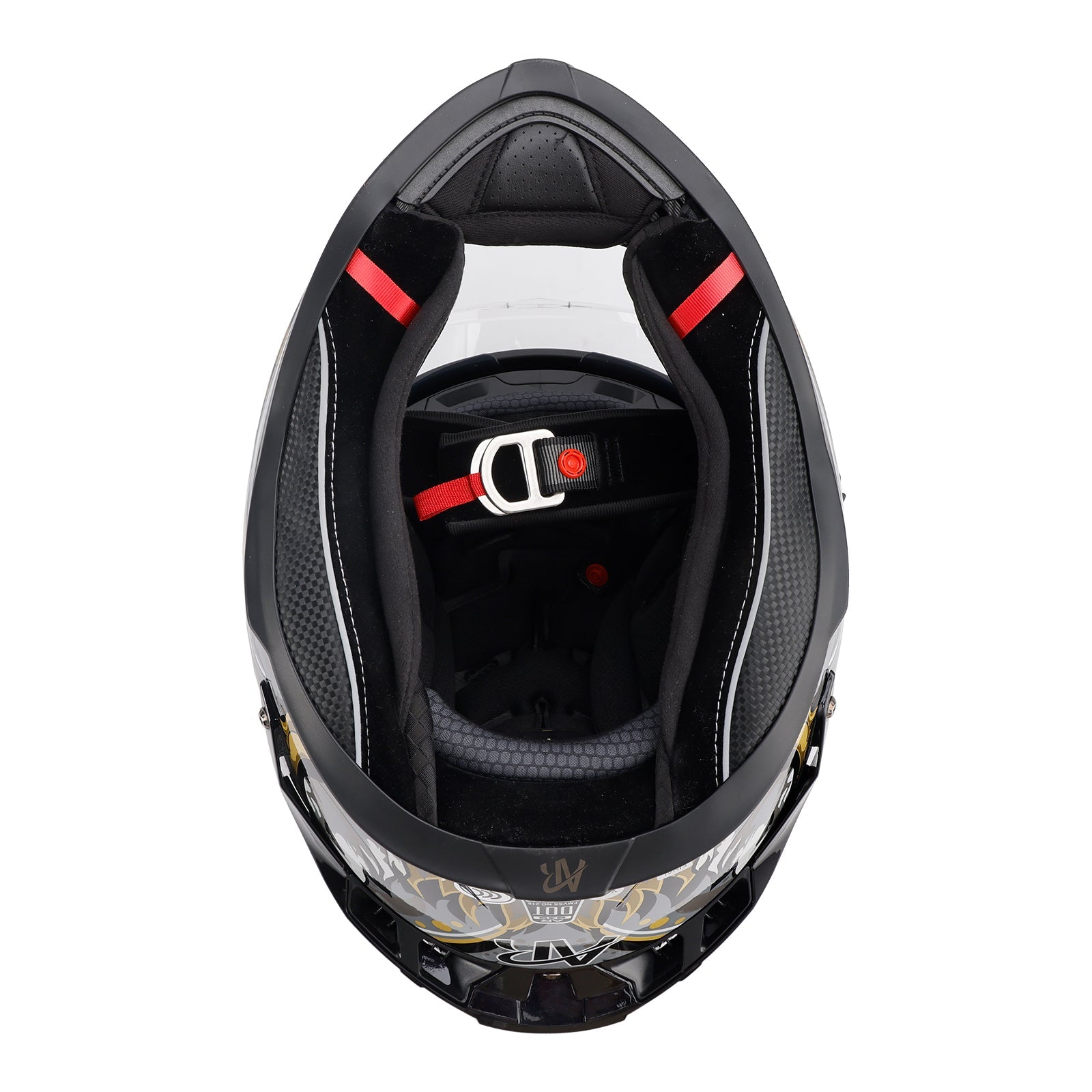 DOT Motorcycle Helmet Adult Street Full Face Black gold