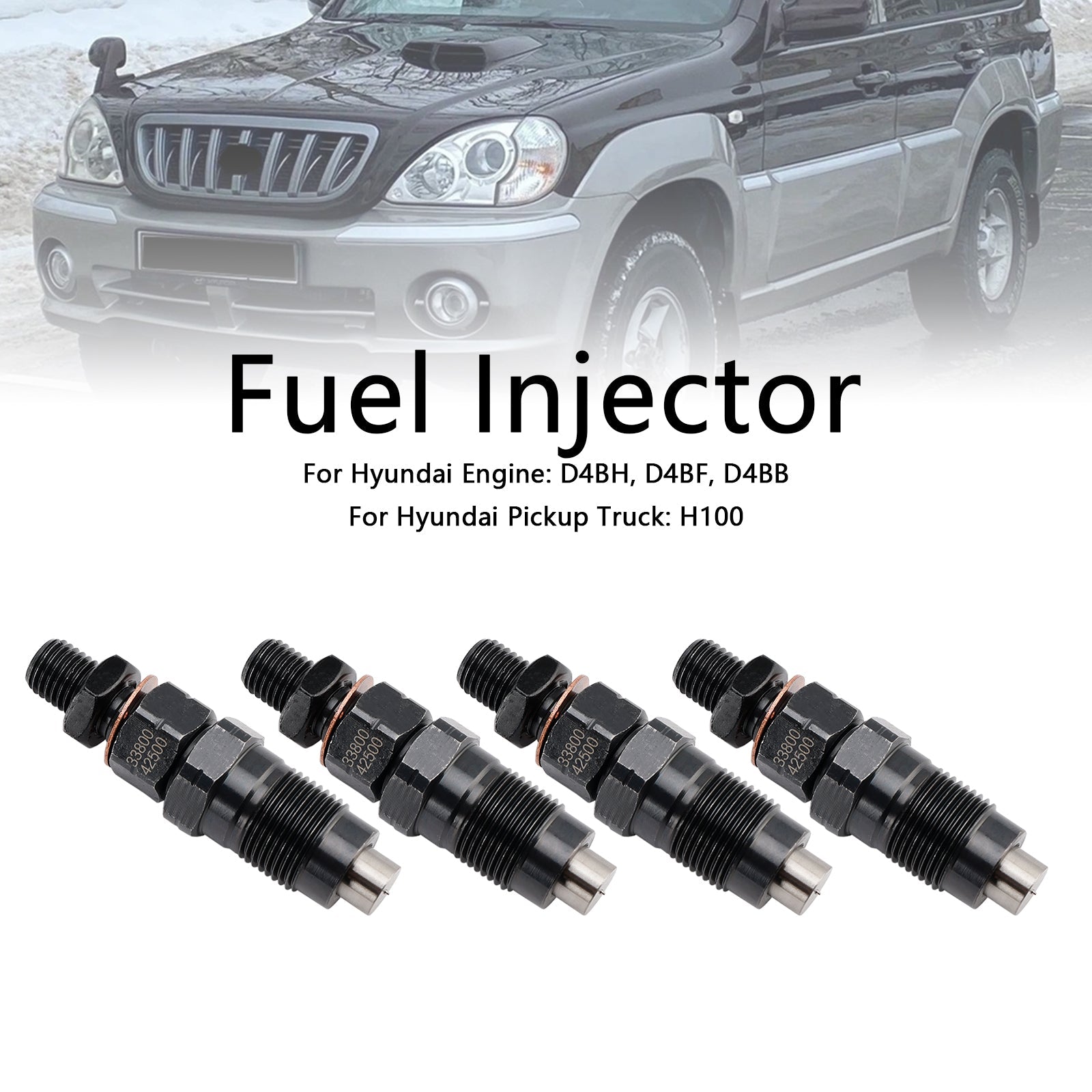 Hyundai D4BH D4BF Pickup H100 Minivan H1 4PCS Fuel Injector 33800-42500