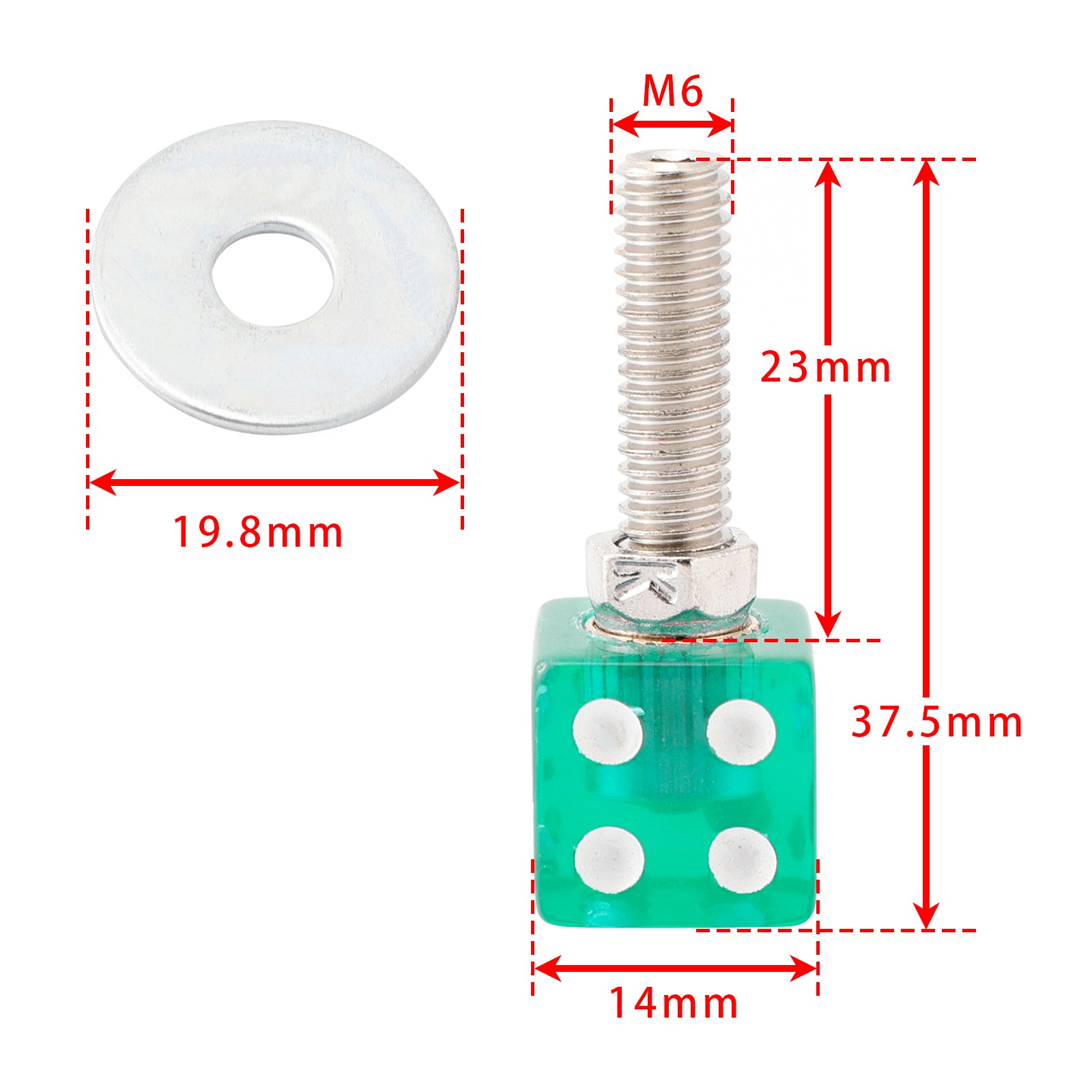 2x Custom DICE License Plate Bolt Screw Green Plastic Motorcycle Chopper Bobber