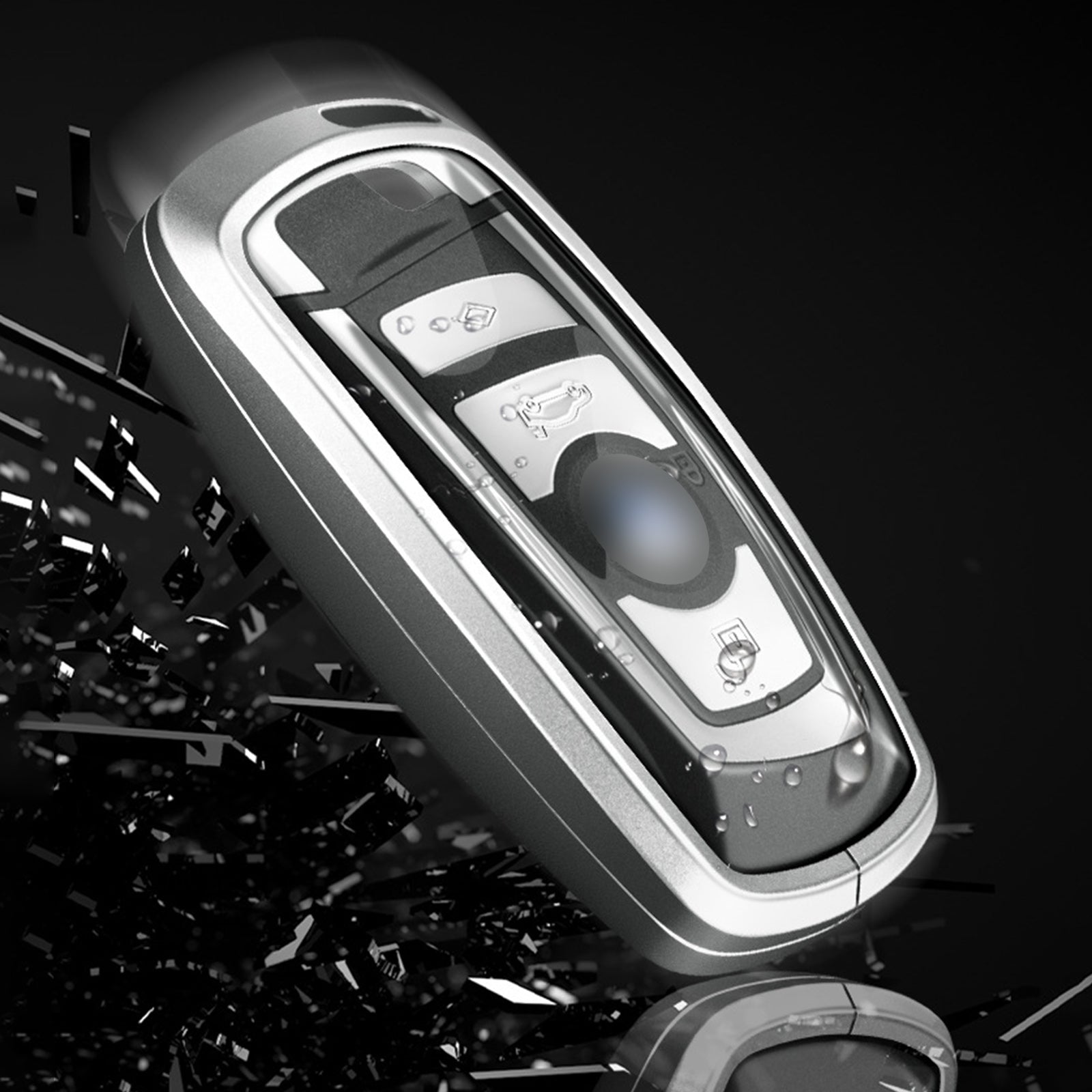 Aluminum Alloy TPU Silvery Car Key Case Cover With Buckle For Ford