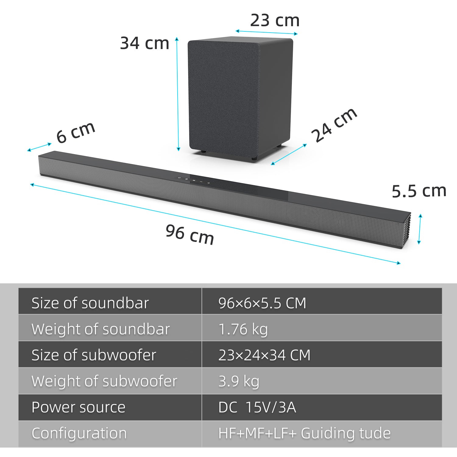 Bluetooth Subwoofer Audio Heavy Bass Home Theater Soundbar Echo Wall Speaker