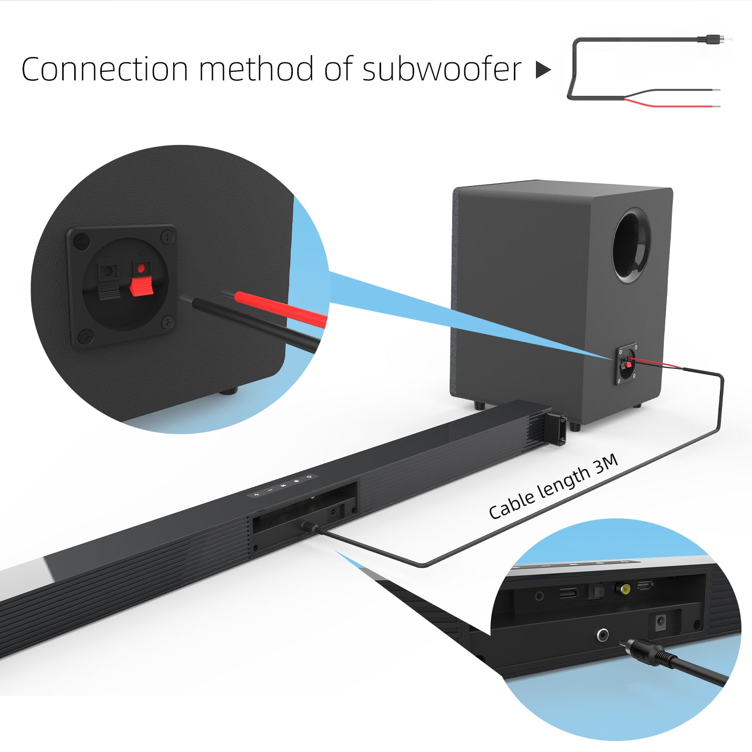 Bluetooth Subwoofer Audio Heavy Bass Home Theater Soundbar Echo Wall Speaker