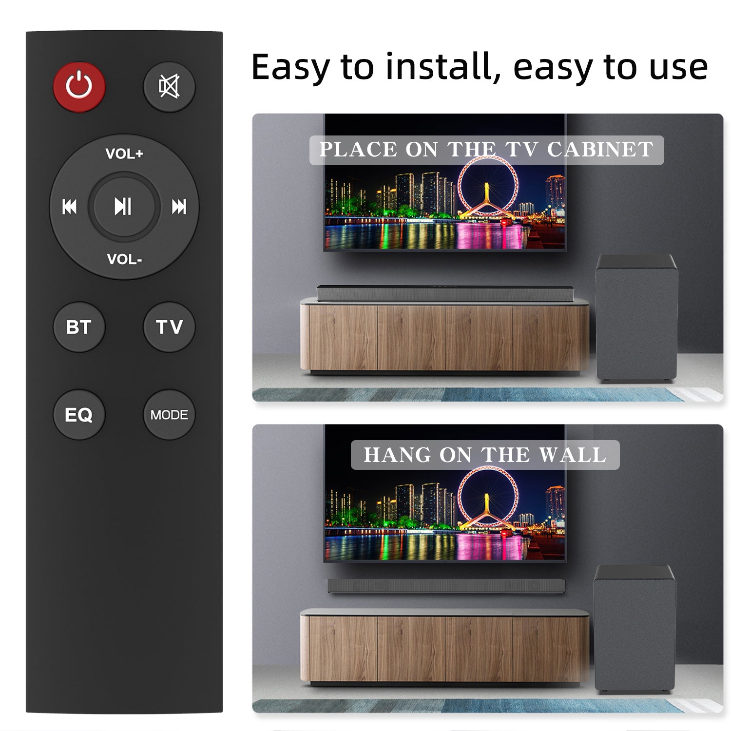 Bluetooth Subwoofer Audio Heavy Bass Home Theater Soundbar Echo Wall Speaker