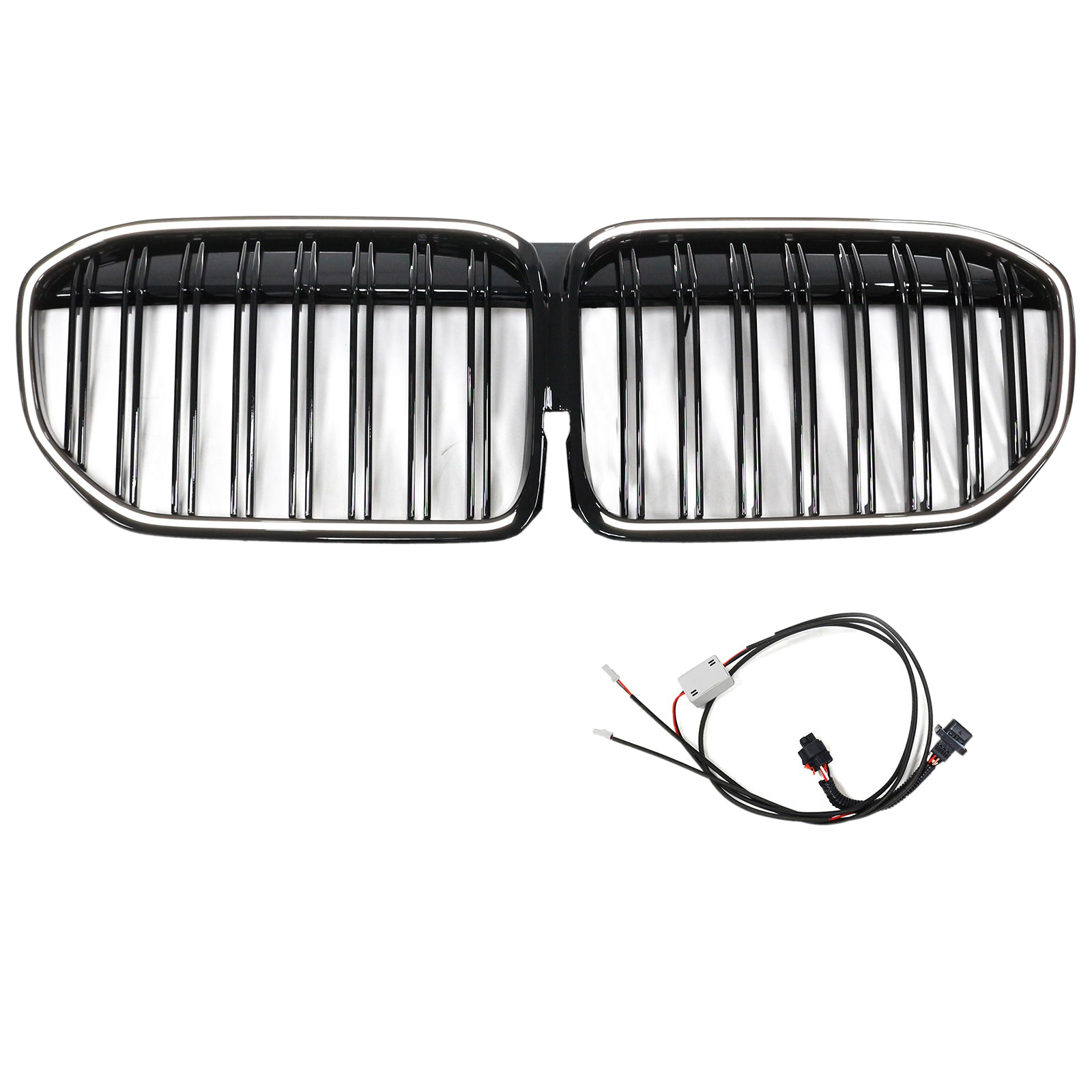 Double Slat Gloss Black Front Grill Grille Fit BMW 7 Series G11 G12 2019-2022