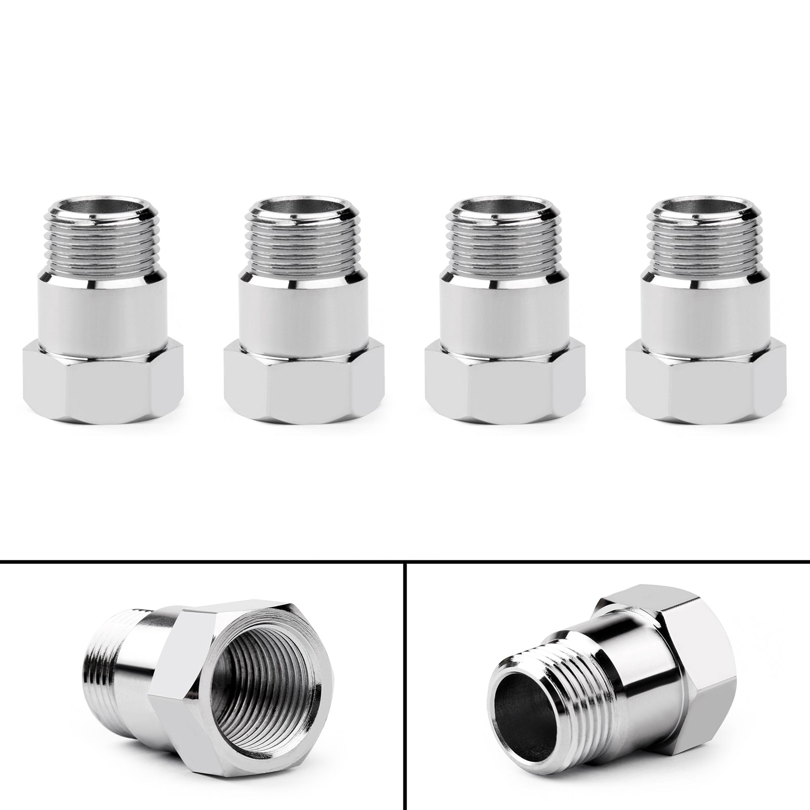 4xUniversal M18X1.5 O2 Oxygen Sensor Test Pipe Extension Spacer Extend