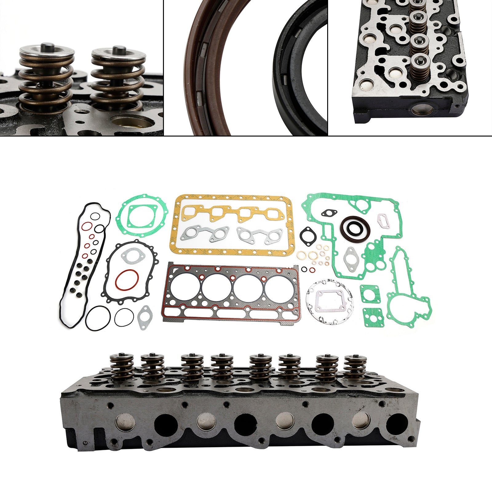 For Kubota V2403 Engine Cylinder Head Assy + Rebuild Overhaul Gasket Kit