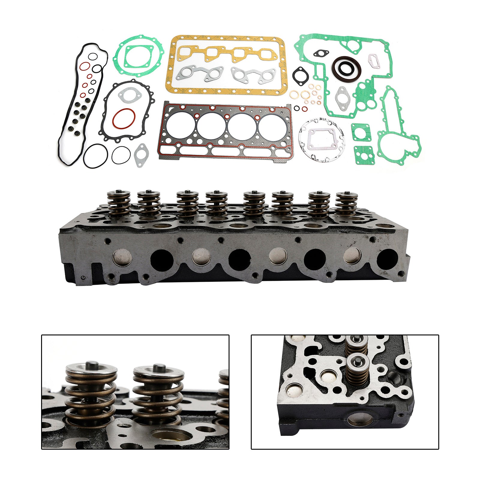 For Kubota V2403 Engine Cylinder Head Assy + Rebuild Overhaul Gasket Kit