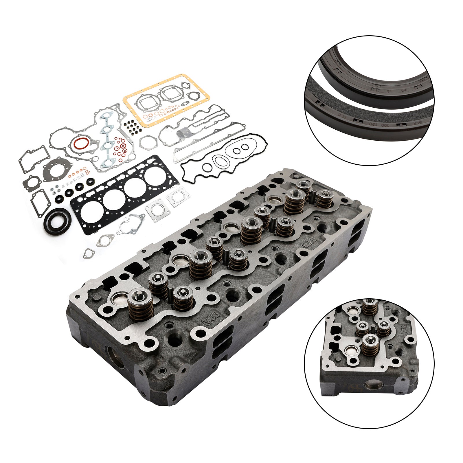 Complete Cylinder Head W/ Valve+Gasket For Kubota V3300 V3300-DI Engine 12V