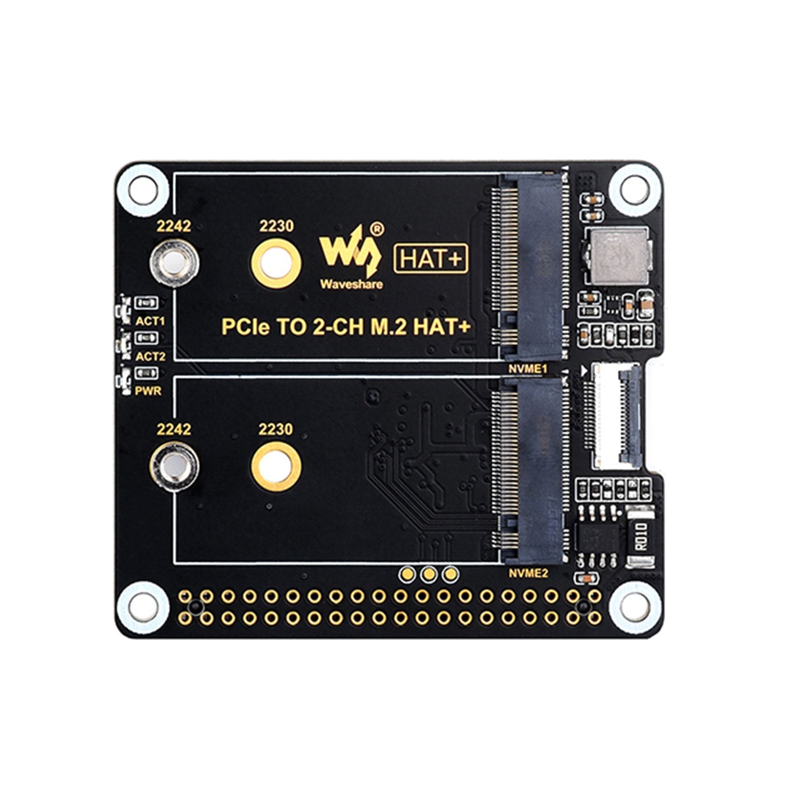 Raspberry Pi 5th Generation PCIe to Dual-Channel M.2 Hard Drive Expansion Board