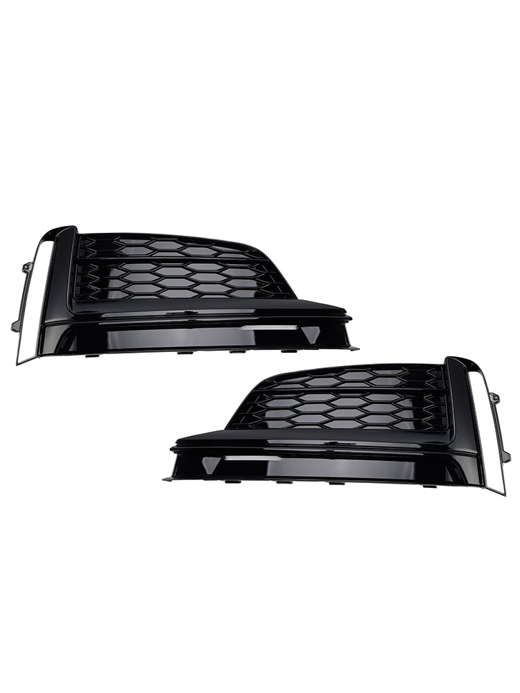 Gloss Black Front Bumper Fog Light Grilles For Audi A5 S-Line / S5 2013-2016 - Pair