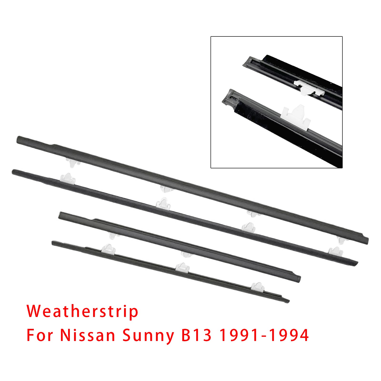 4PCS Window Sweep Weatherstrips For Nissan Sunny B13 1991-1994