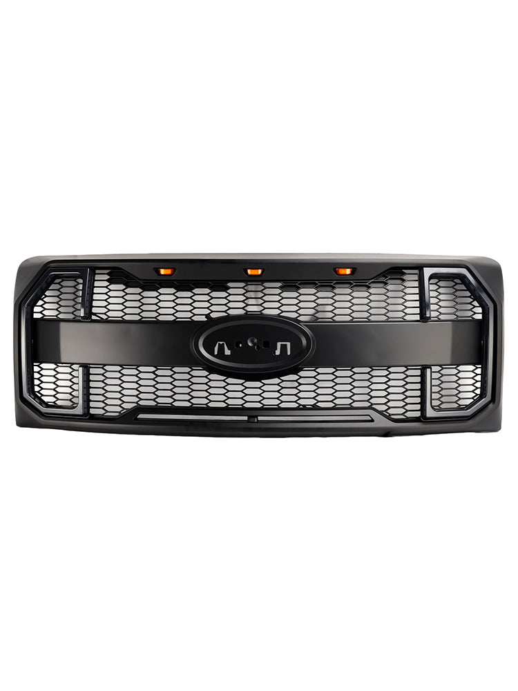2009-2014 Ford F150 Matte Black Raptor Style Front Bumper Grille Grill W/LED