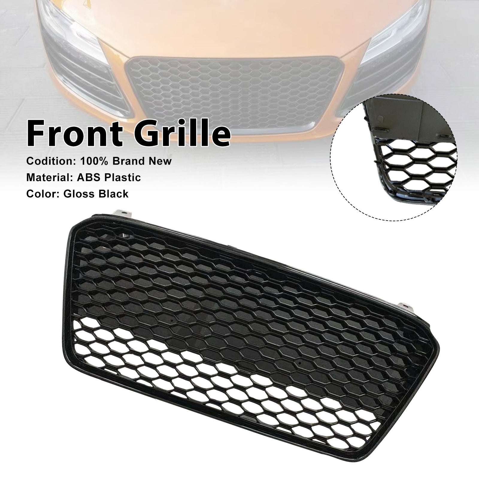 2013 For Audi R8 Gloss Black Front Henycomb Bumper Grille Grill