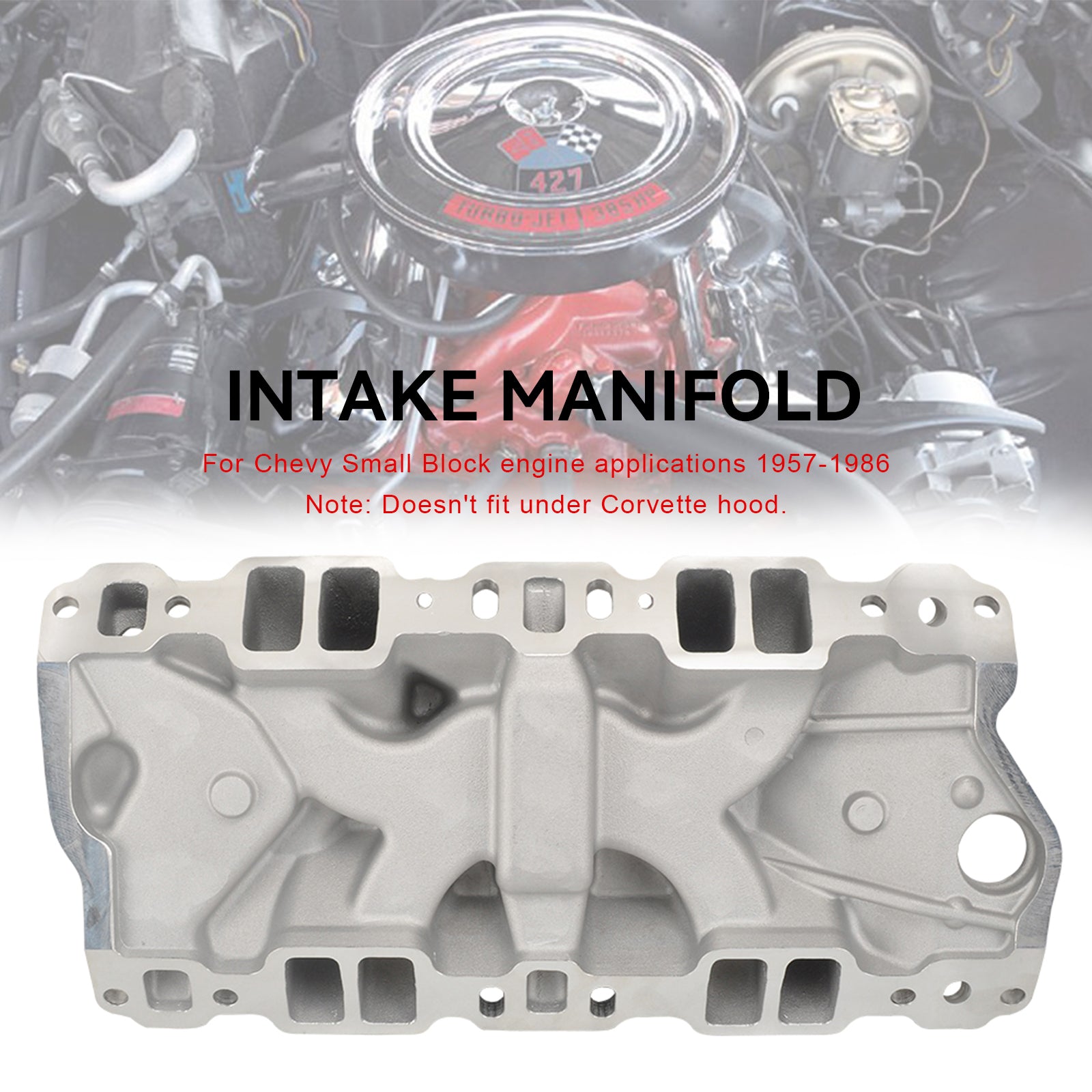 Dual Plane Intake Manifold fit Chevy Small Block 305 327 350 400 57-86 High Rise