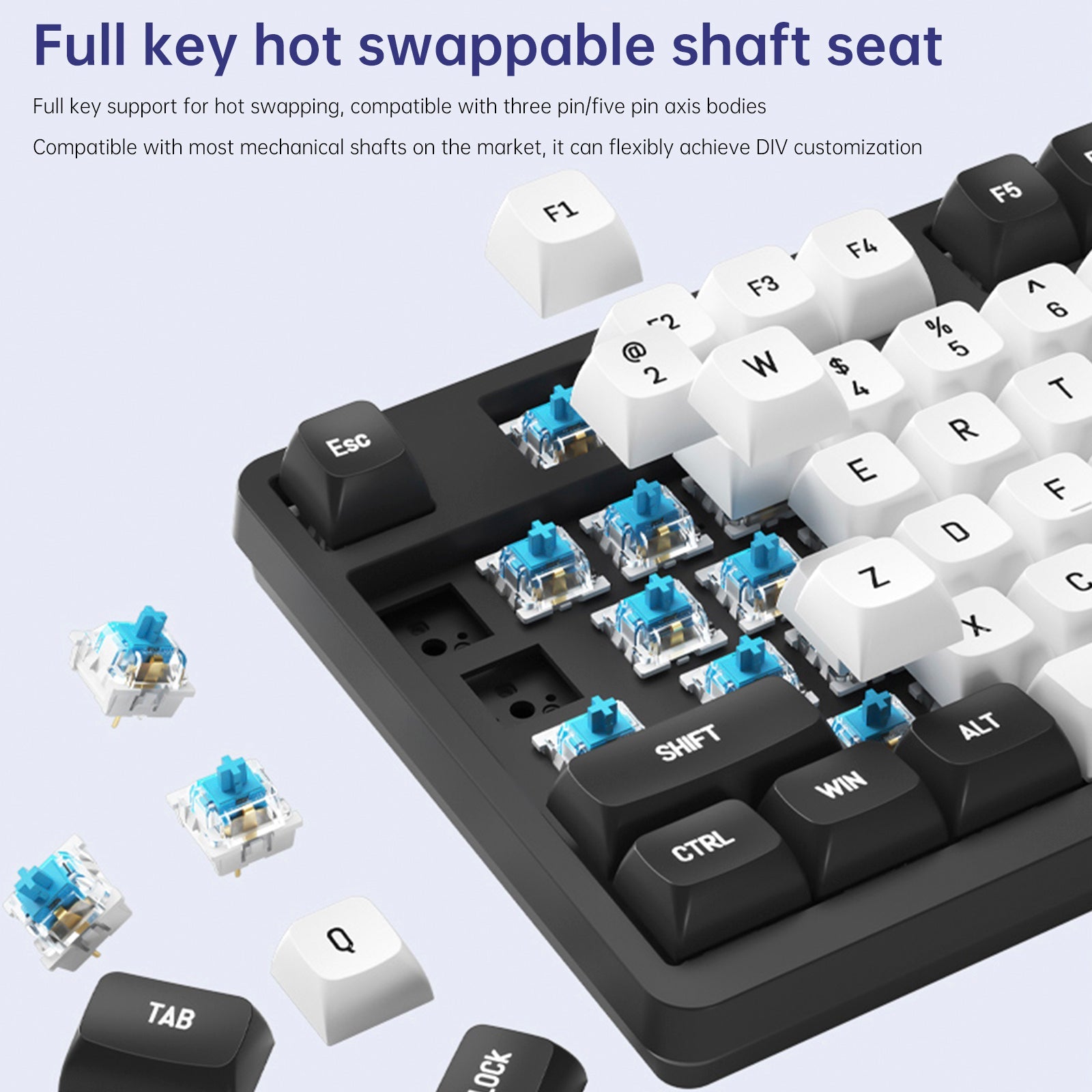 98-Key 2.4G Wireless Bluetooth Three-Mode Mechanical Keyboard RGB Hot-Swappable