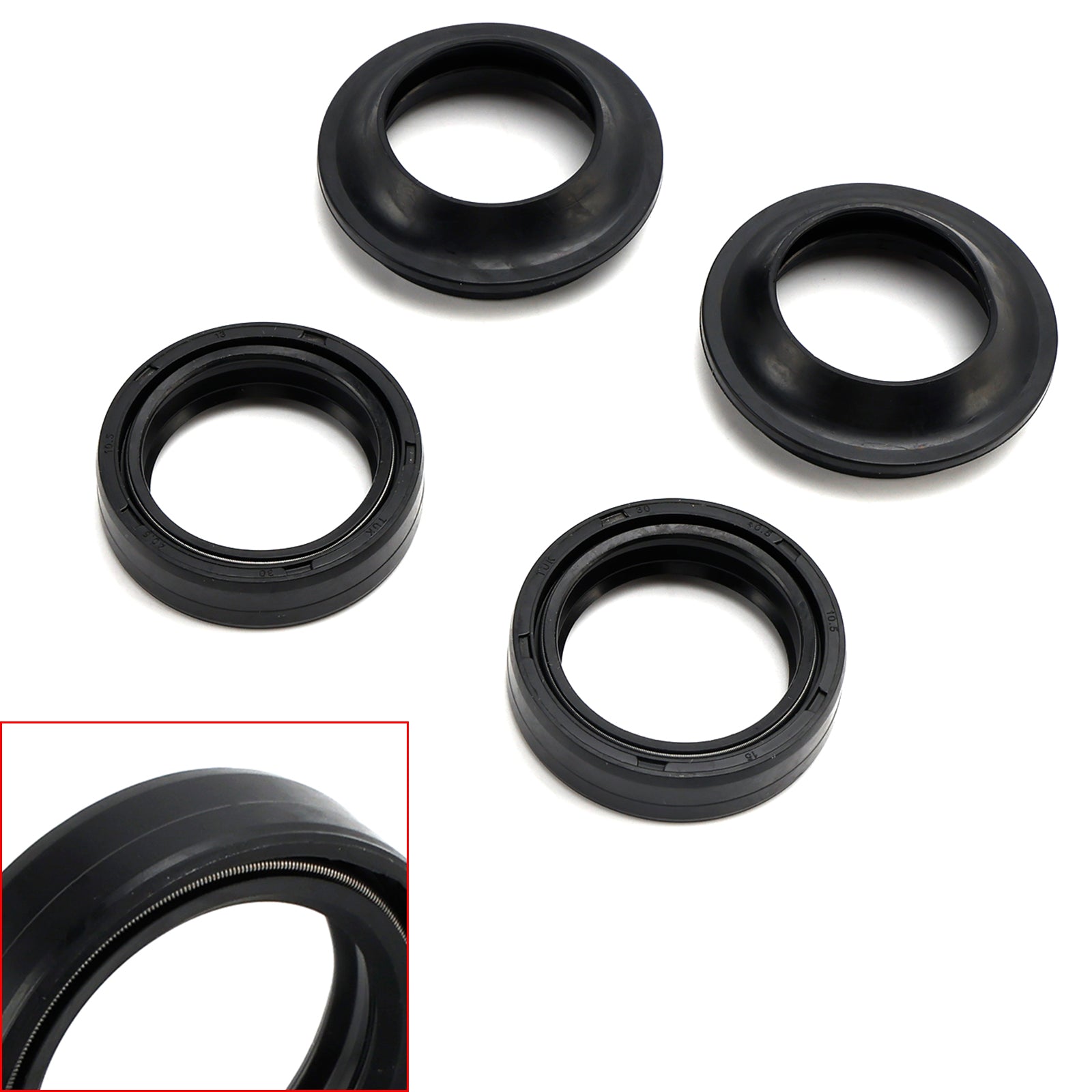 Juego de sellos y polvo de horquilla para Yamaha TTR125 TY125 YBR125 DT125 RD125 1974-2014 Genérico