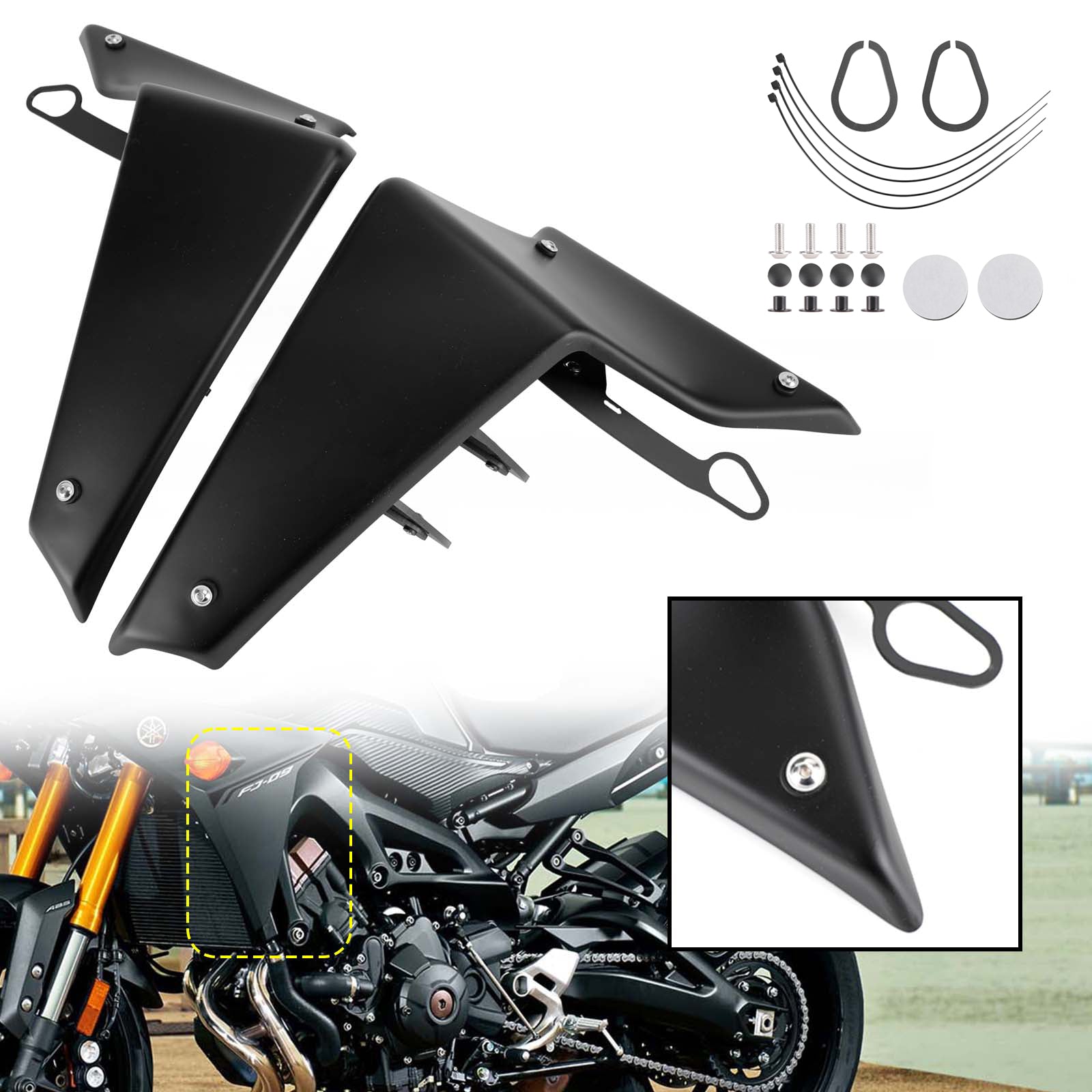2021-2022 야마하 MT-09 SP FZ09 사이드 스포일러 공기역학적 윙 디플렉터