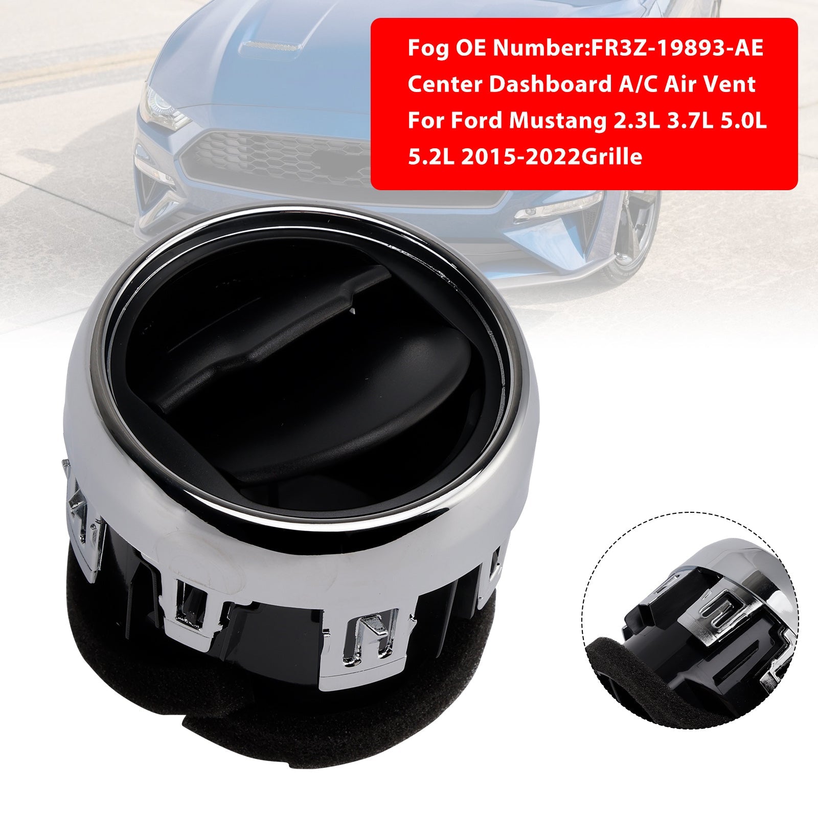 2015-2022 Ford Mustang Center Dashboard A/C Air Vent Louvre FR3Z-19893-AE