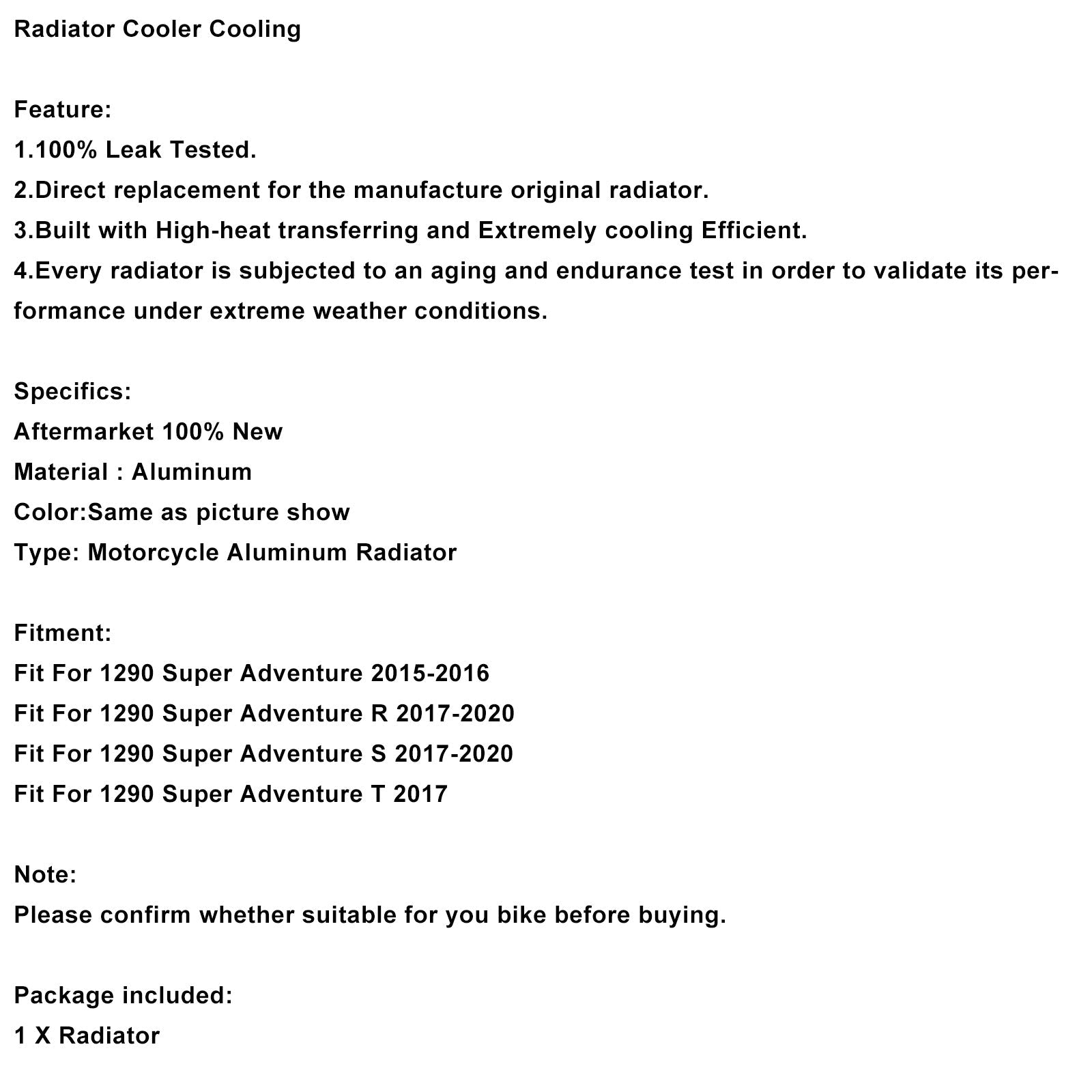 Radiator Cooling Engine Cooler Fit For 1290 Super Adventure 2015-2020