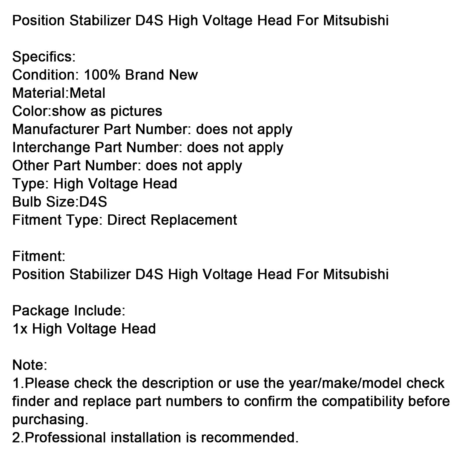 Position Stabilizer D4S High Voltage Head