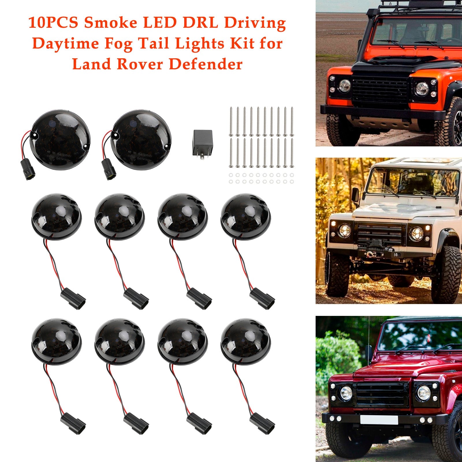 10 قطع من مصابيح الضباب LED DRL للقيادة أثناء النهار لسيارة Land Rover Defender