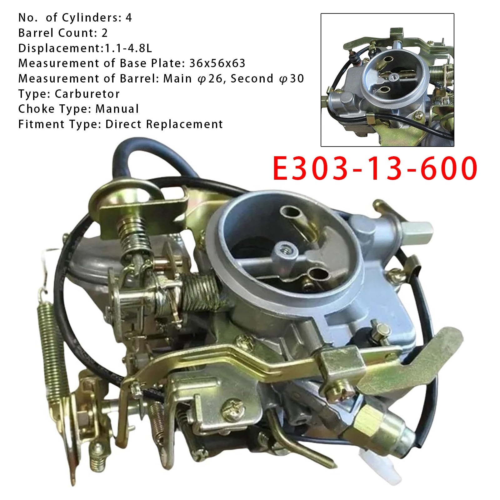 Carburetor E303-13-600 For Ford Laser Mazda E3 323 Familia Pick Up 1.1-4.8L