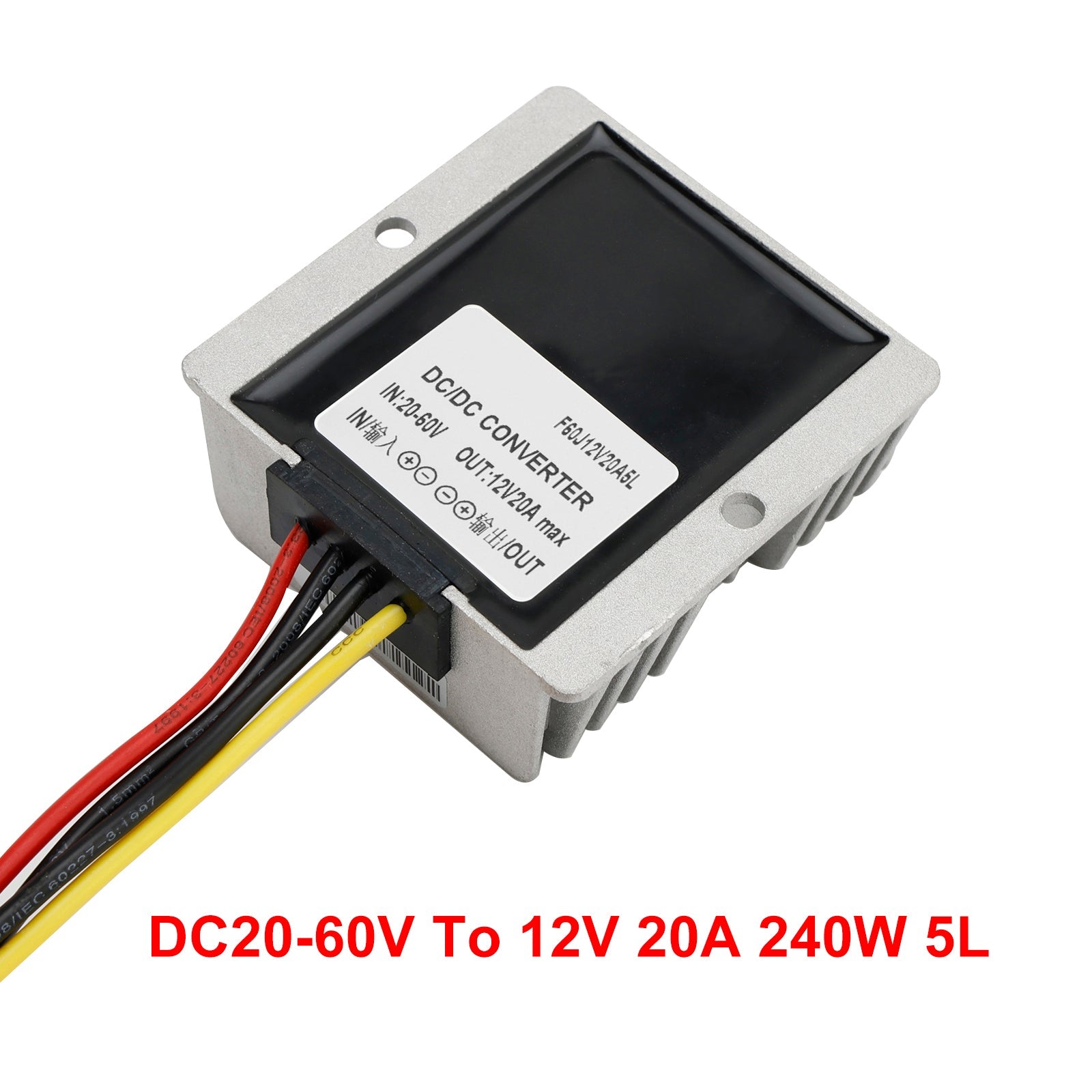 Waterproof DC 20-60V to 12V 20A 240W Step-Down Power Supply Converter Regulator