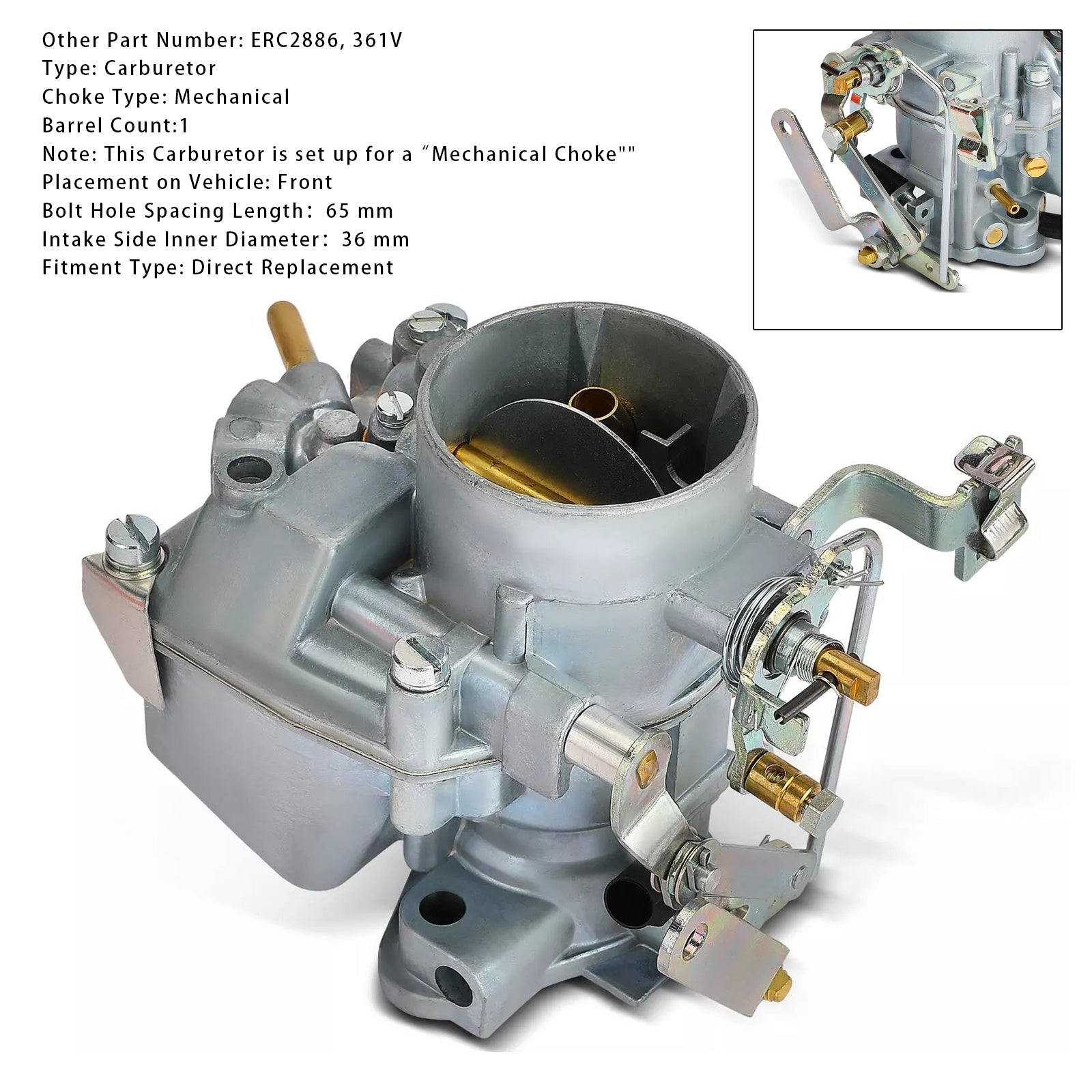 LAND ROVER Series 2 2a 3 2.25 Petrol Engine 361V 1 Barrel Carburetor