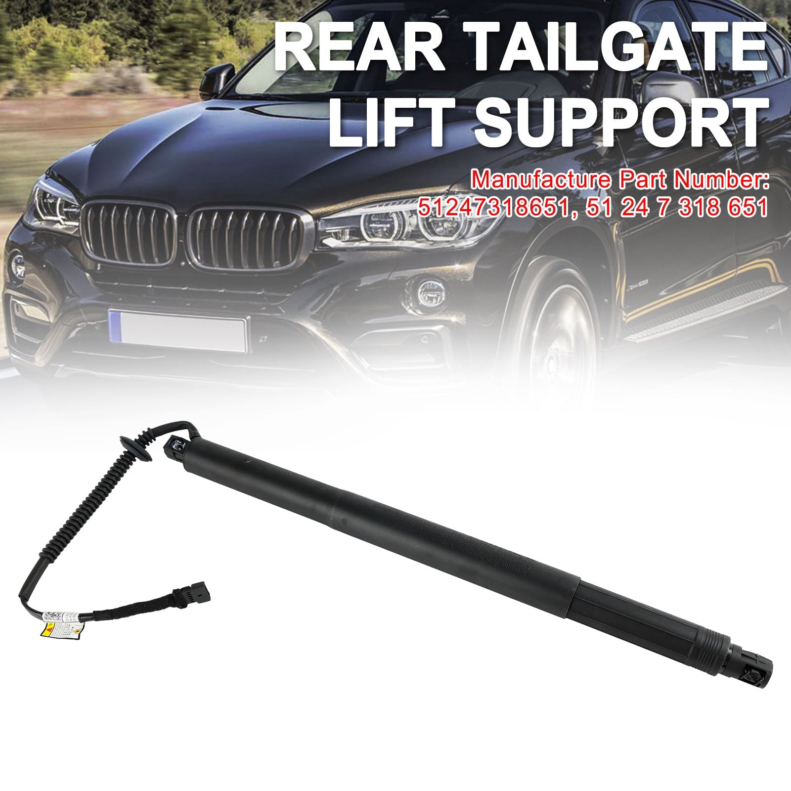 2014-2019 BMW X6 F16 F86 SUV xDrive 50i 4395ccm 449HP 330KW (Petrol) Rear Left Tailgate Power Lift Support 51247318651