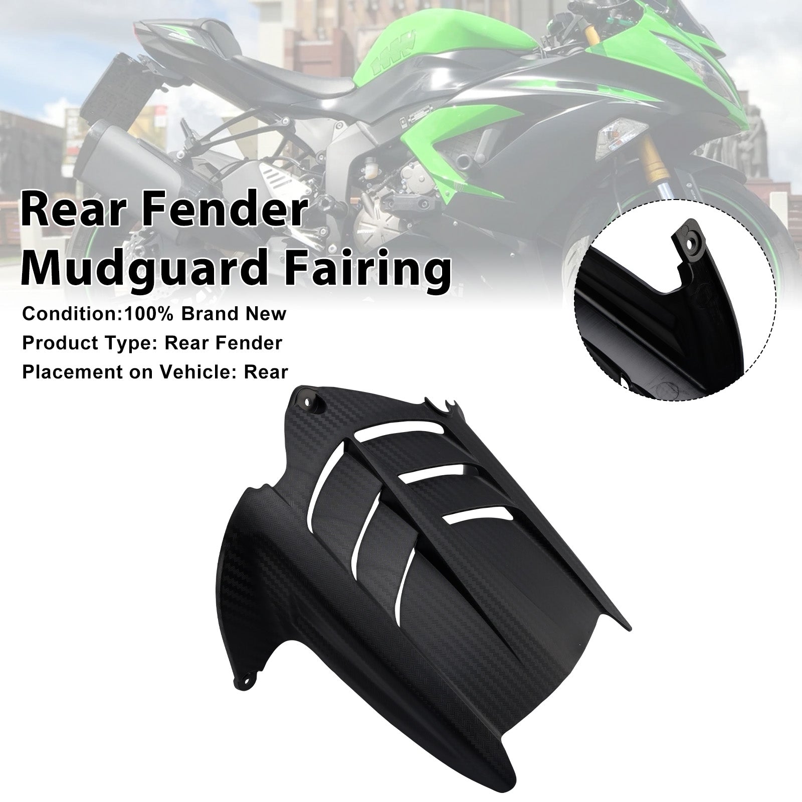 Rear Fender Mudguard Fairing For Kawasaki ZX-6R 636 2009-2025