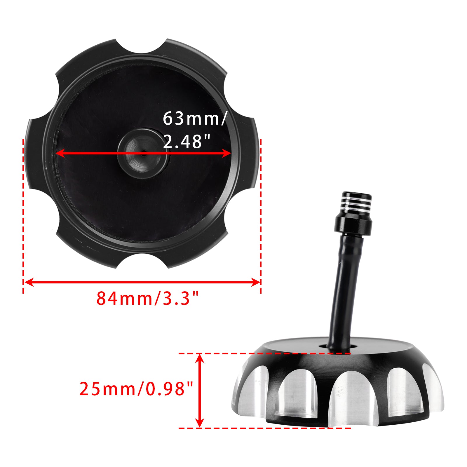 Aluminum Fuel Tank Cap w/Vent Black For Yamaha TTR250 YZ 125 250 WR 250/400/426F