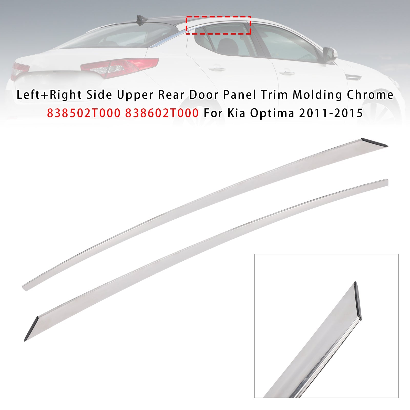2011-2015 Kia Optima Left+Right Upper Rear Door Panel Trim Molding