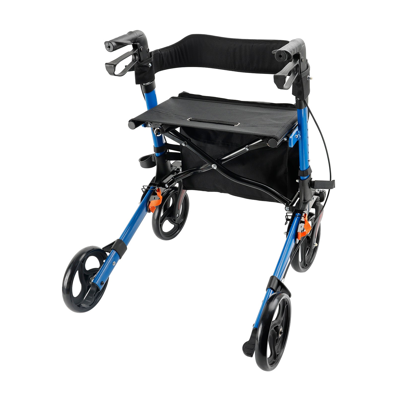 Foldable Rollator Walker with 6 levels of Adjustable Seat 8 Wheels  Compact Folding Design Lightweight Mobility Walking Aid suitable for people of different heights