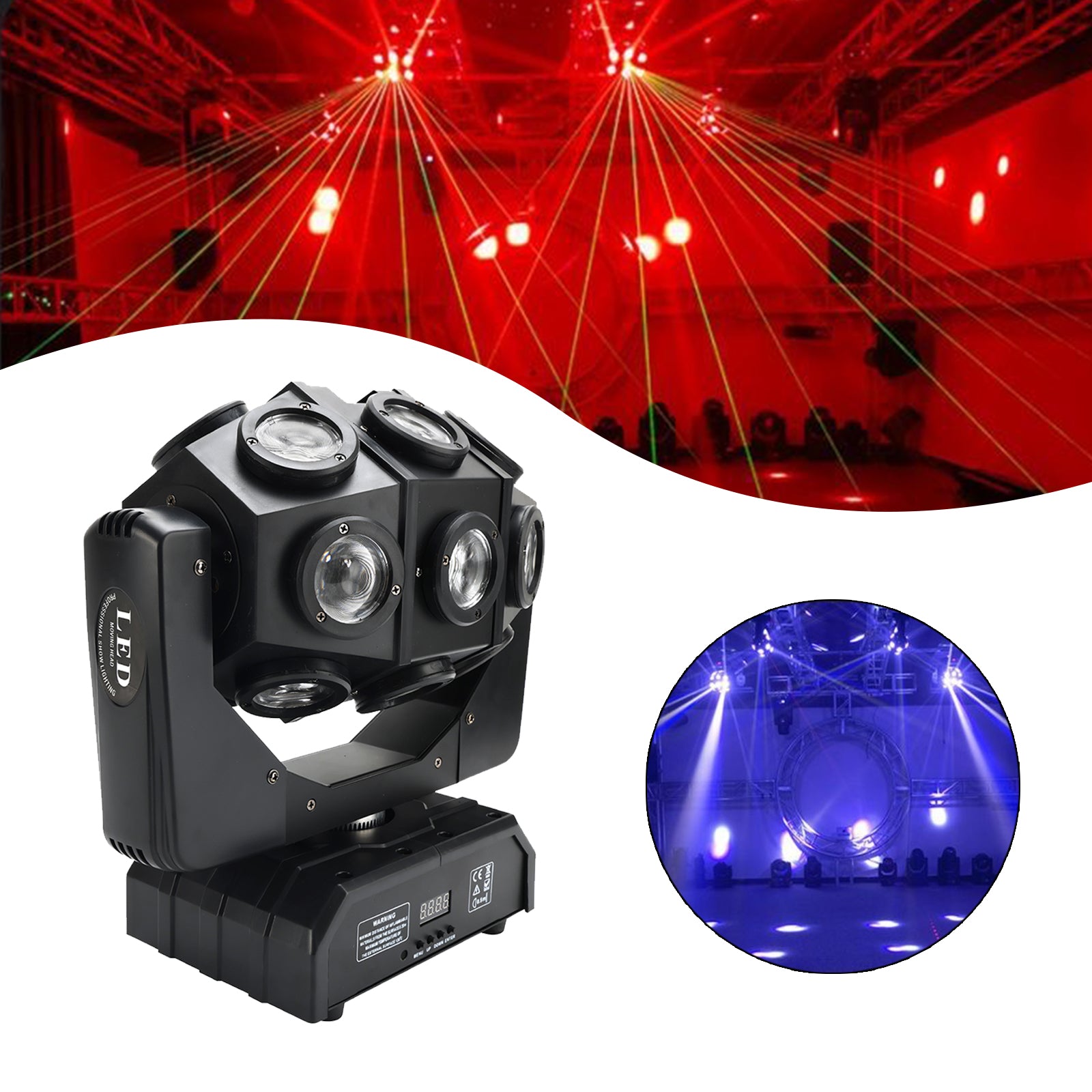 180W Moving Head 18 LED Rotating Beam DMX Stage Light RGBW DJ Disco Party Effect
