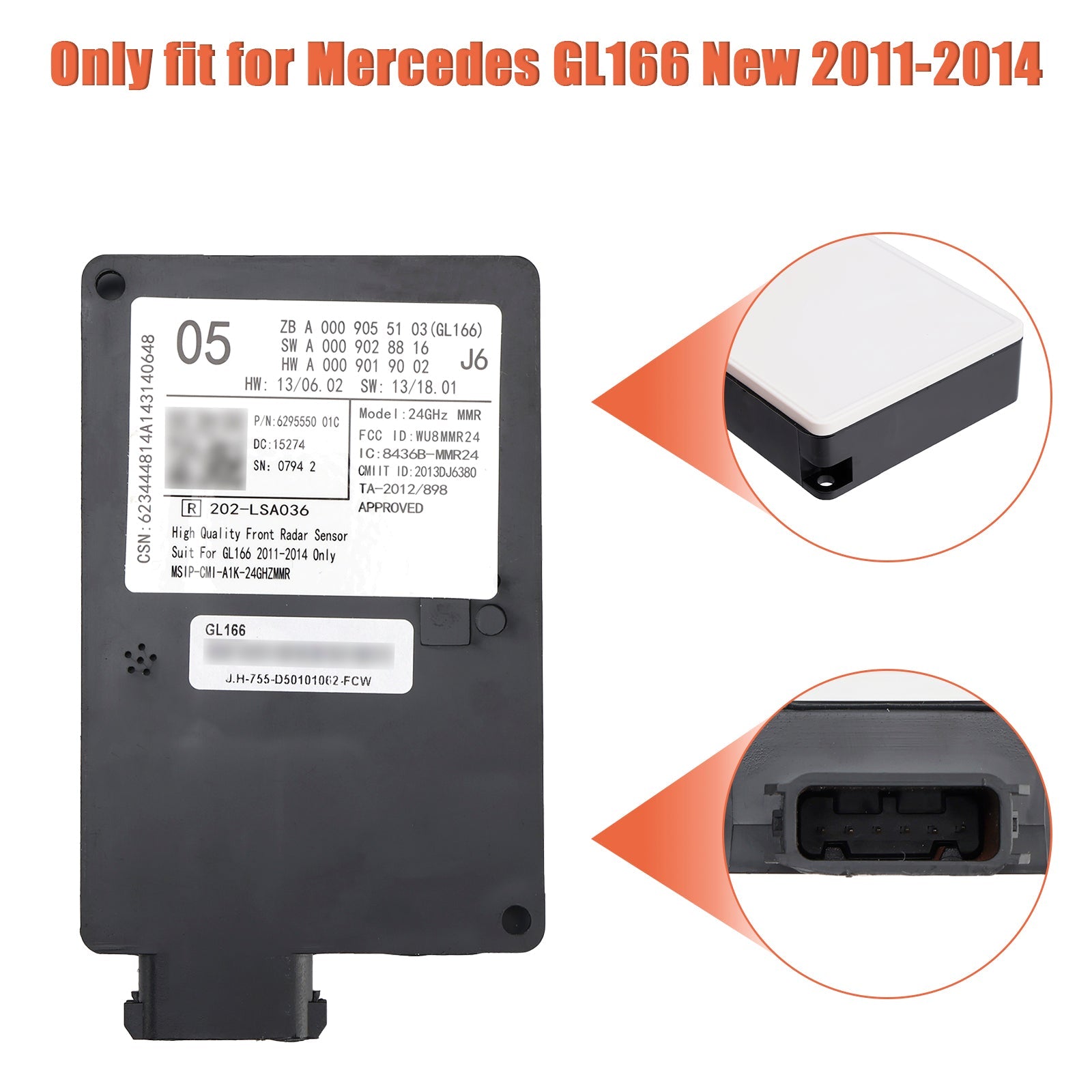 2011-2014 Mercedes GL166 Front Radar Sensor Control Unit A0009055103 A0009028816 A0009009102