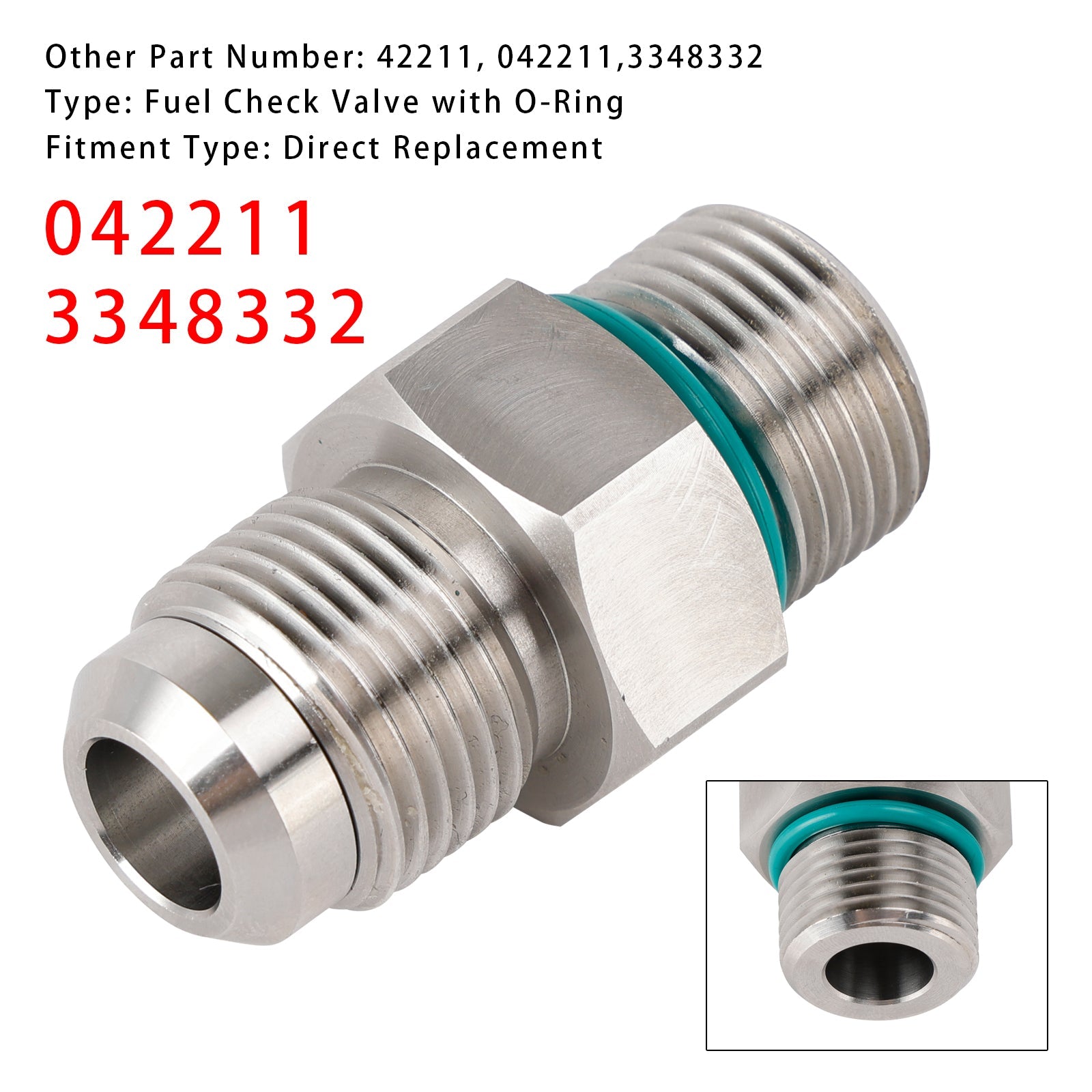 Fuel Pump Straight Fuel Check Valve Fitting 042211 3348332 For Cummins N14