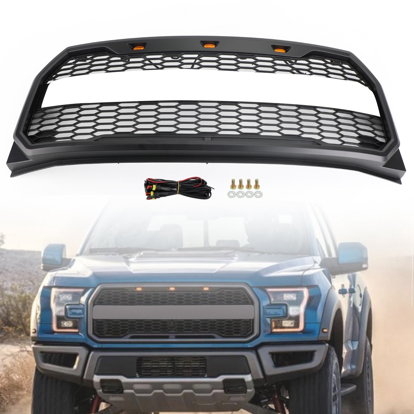 استبدال ABS المصد الأمامي مصبغة شواء ث/LED صالح فورد F150 2015-2017 رابتور