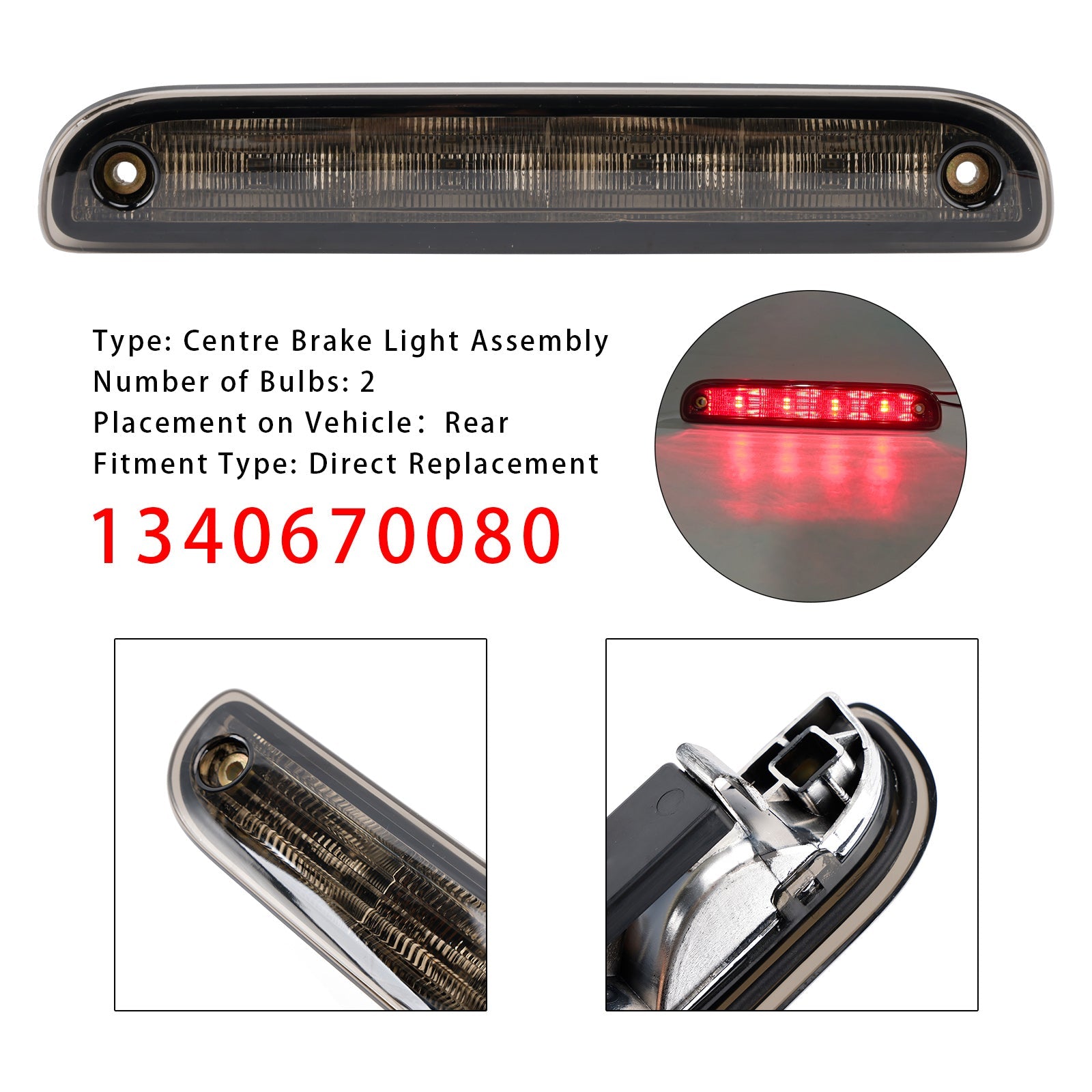 2006- 2024 Rear Stop Brake Light Lamp 1340670080 For Peugeot Boxer Black