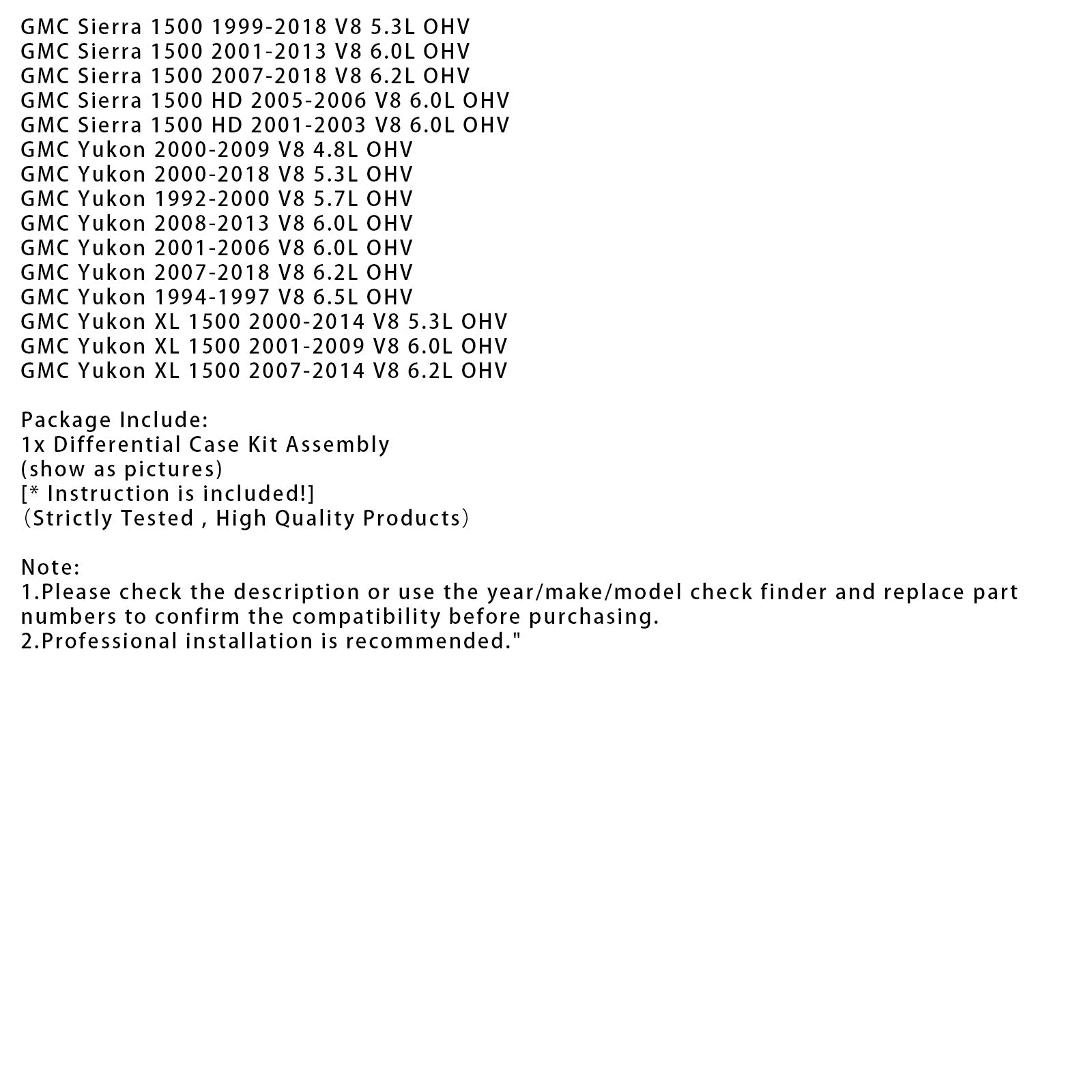 2001-2003 Chevrolet Silverado 1500 HD V8 6.0L OHV Differential Case Kit Assembly 40048044