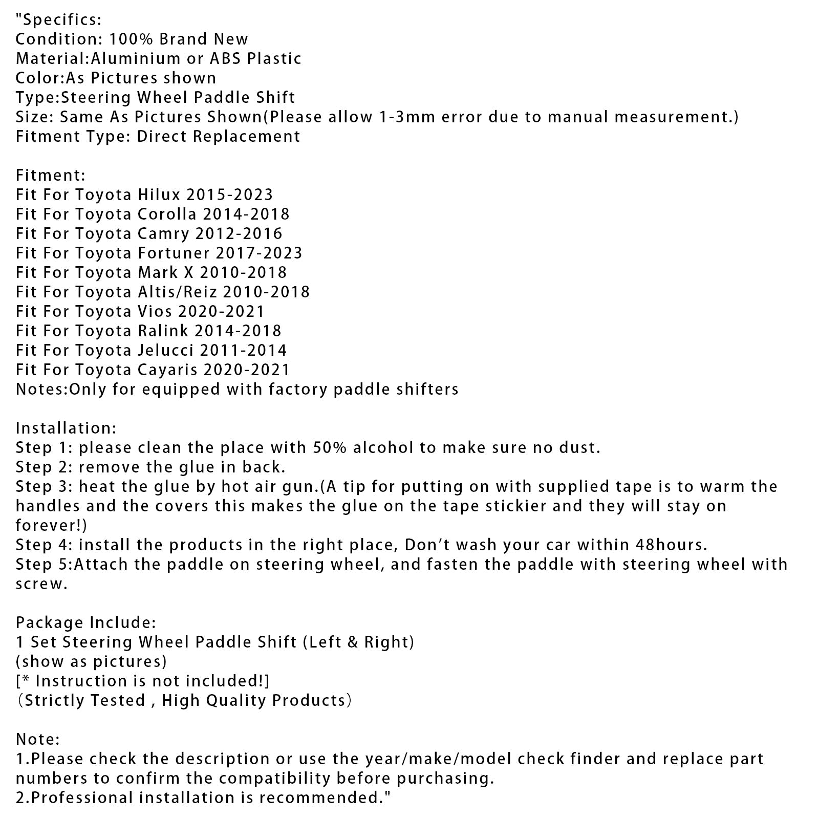 Steering Wheel Paddle Shifter For Toyota Hilux Fortuner