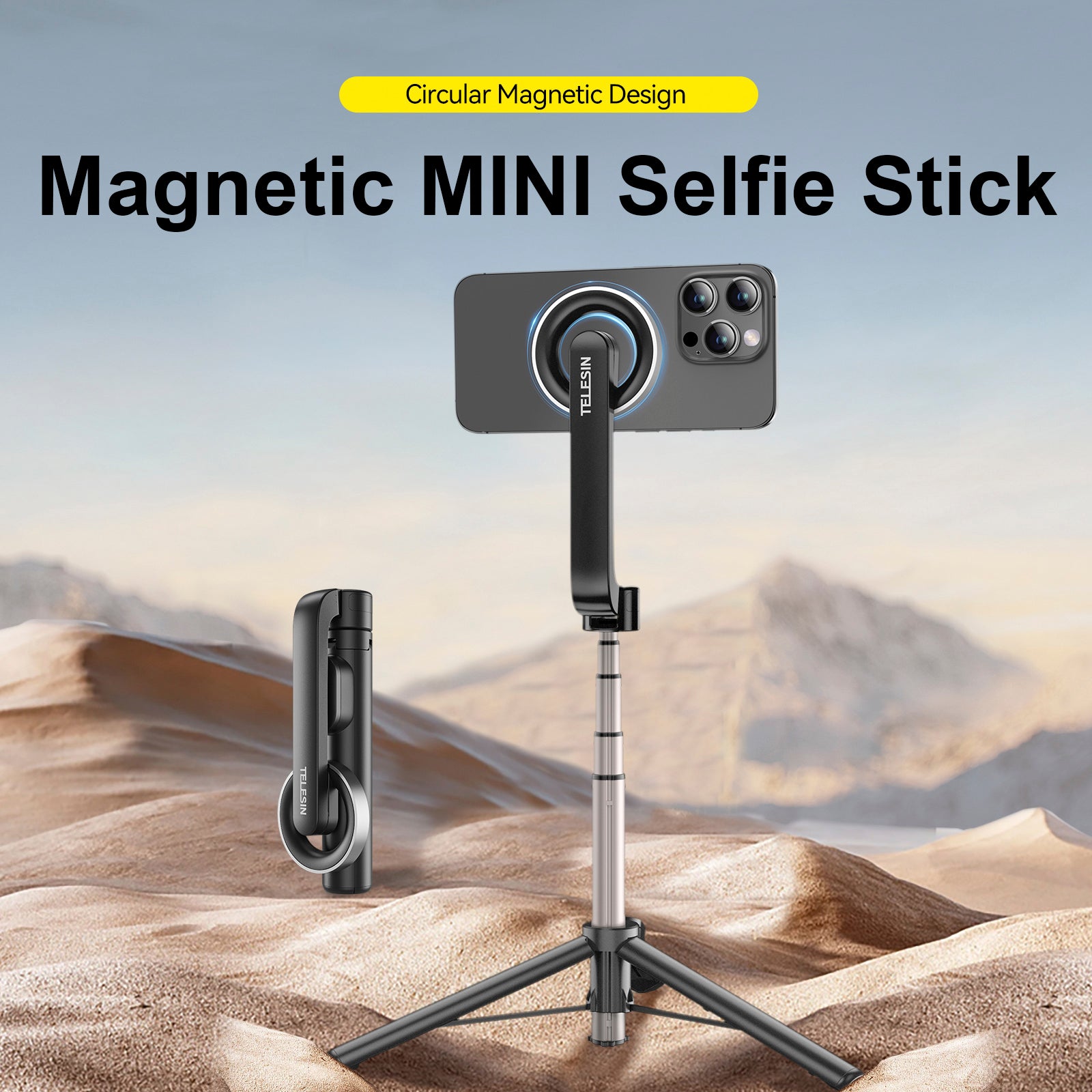 Magnetic Mobile Phone Mini Selfie Stick Magesafe Bluetooth Aluminum Alloy Tripod