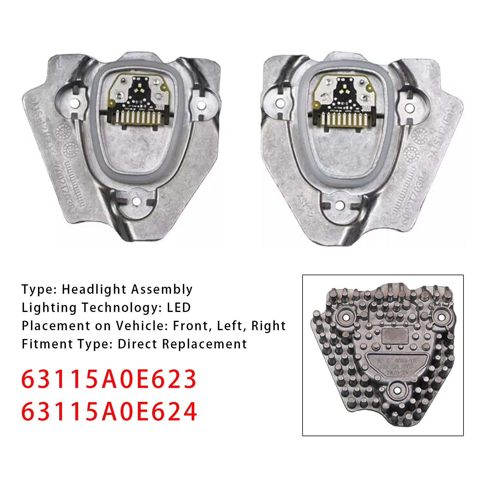 2020-2022 BMW X3 X4 G01 G02 2pcs LED Headlight DRL Unit Module 63115A0E623+63115A0E624