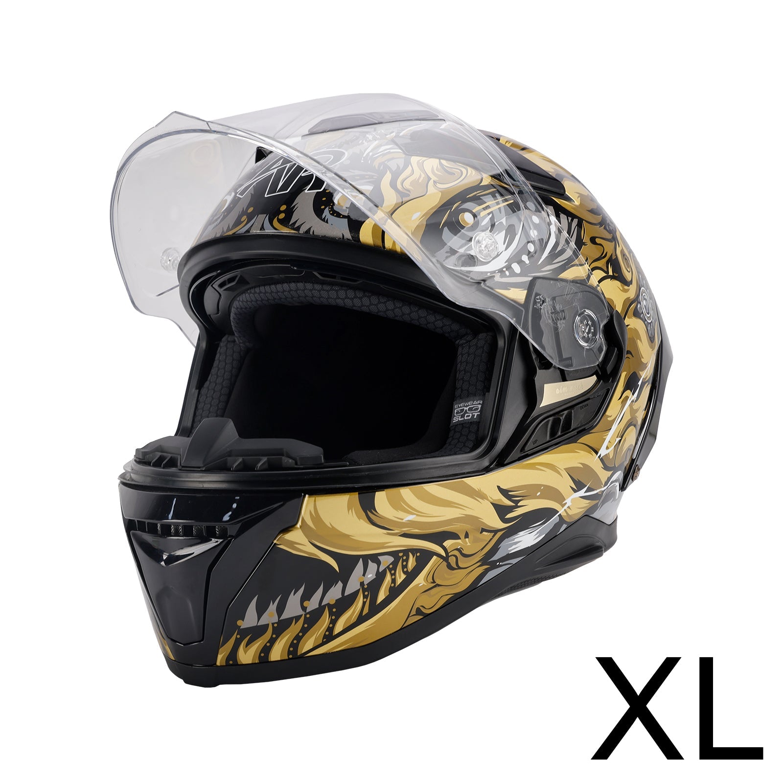 DOT Motorcycle Helmet Adult Street Full Face Black gold