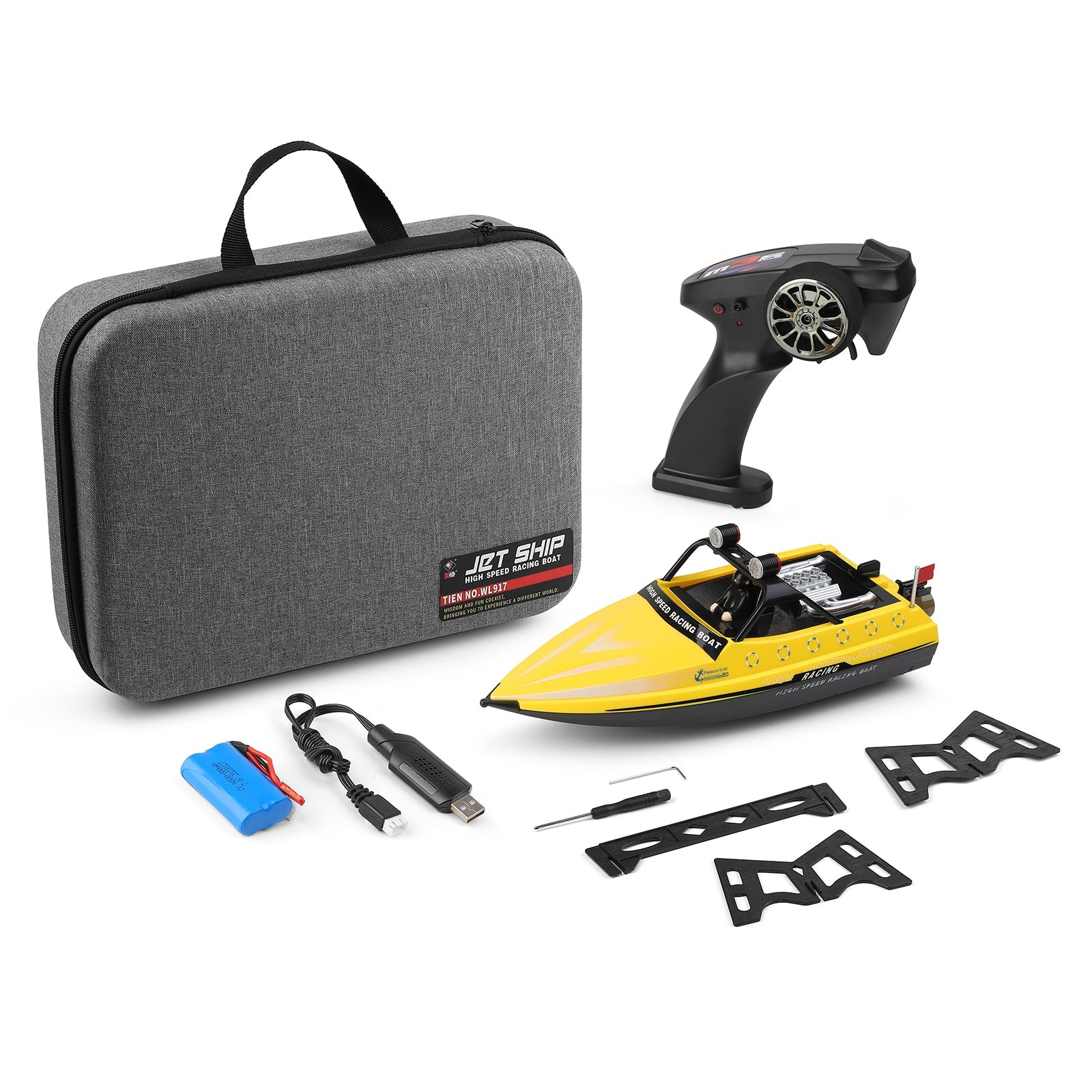 Wltoys WL917 RC Jet Boat RC Racing Boat 2.4GHz Remote Control Boat Toy Yellow