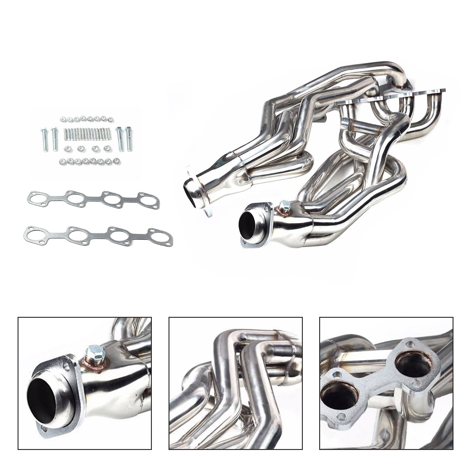 Pair Stainless Exhaust Manifold Headers Fit Ford Mustang GT V8 4.6L 1996-2004