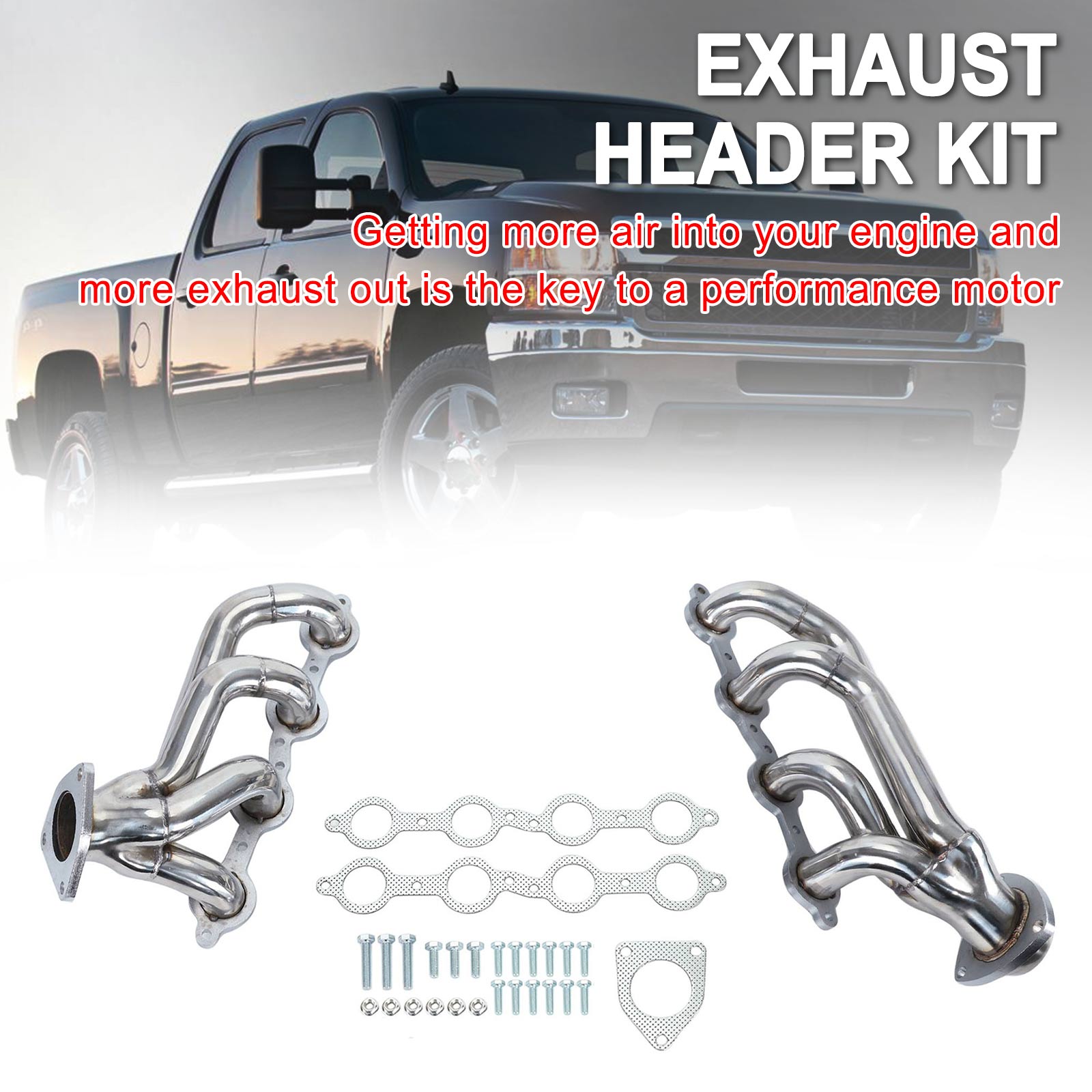 Exhaust Headers Fit Chevy Silverado 1500 2500HD 3500HD 4.8 5.3 6.0L 2002-2016