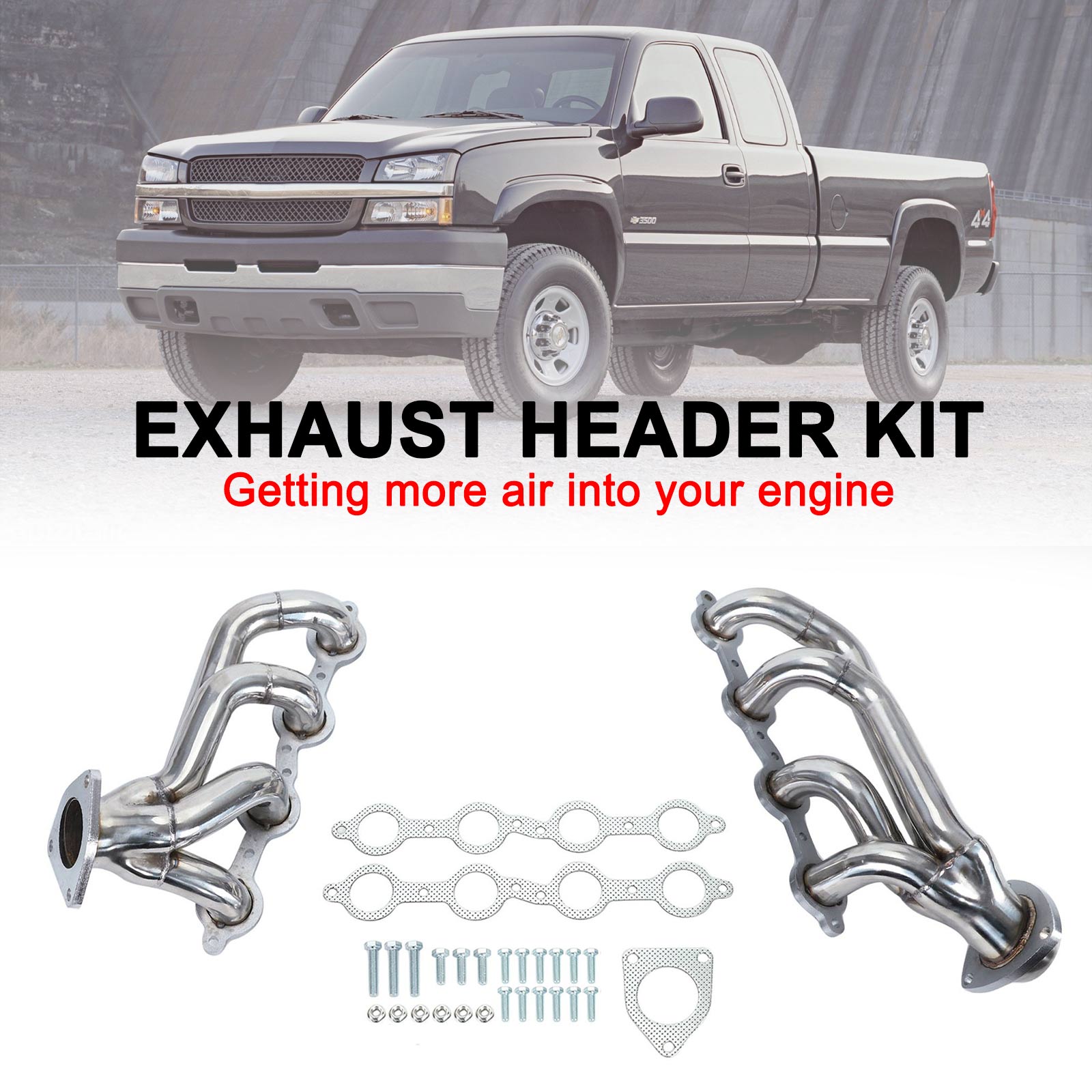 Exhaust Headers Fit Chevy Silverado 1500 2500HD 3500HD 4.8 5.3 6.0L 2002-2016