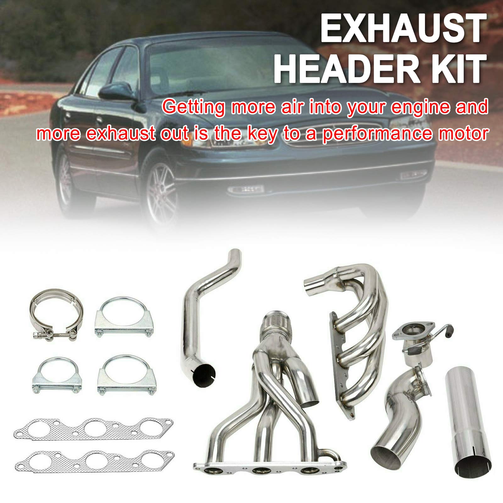 Exhaust Header Manifold Fit Pontiac Grand Prix GTP Regal Impala 3.8L 1997-2005