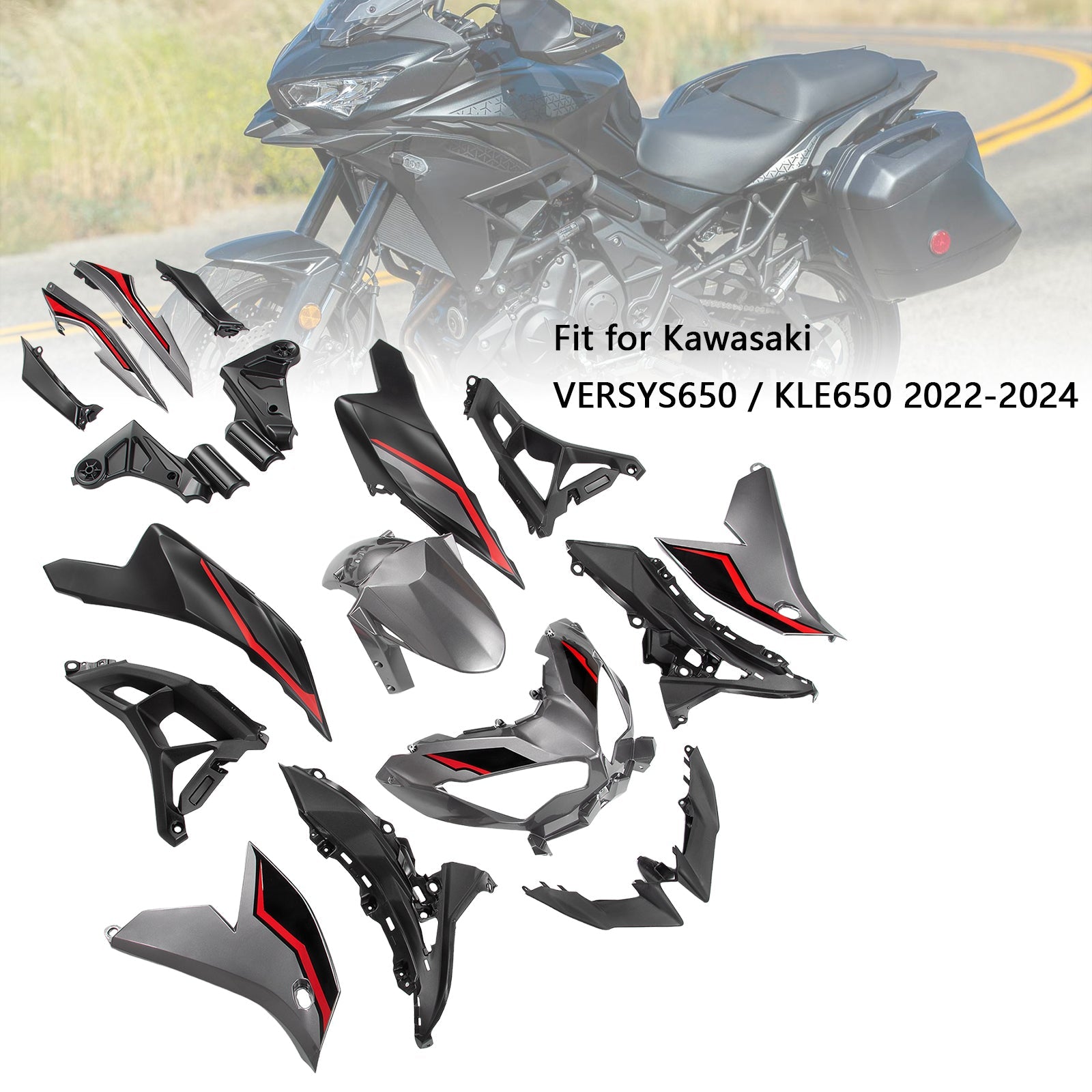 Injection ABS Bodywork Fairing Kit For Kawasaki VERSYS 650 KLE 2022-2024 04#